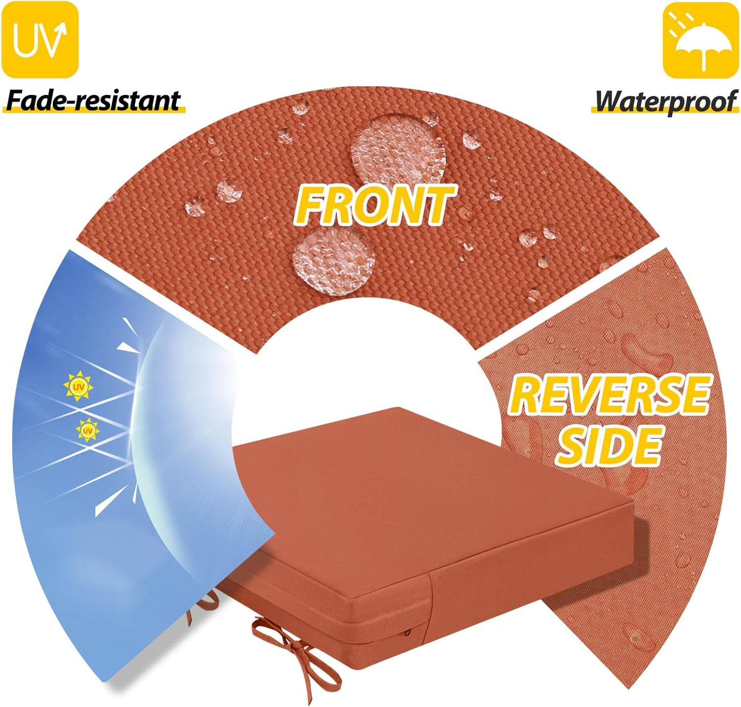 AAAAAcessories Outdoor Seat Cushions for Chairs, Waterproof, Fade-Resistant Patio Furniture Replacement Cushions, 19" x 19" x 3", Set of 2, Rust