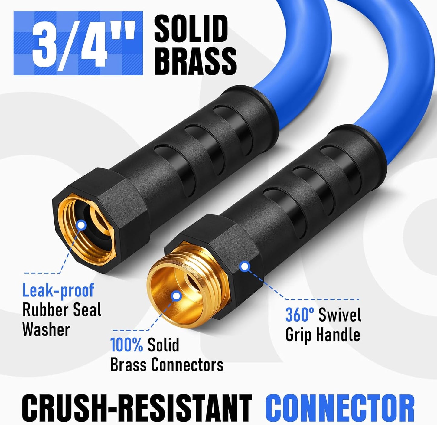 Heavy Duty Garden Hose 100 ft, Non-Expanding Flexible Water Hose, Kink Resistant Lightweight Hybrid Hose, Leakproof Hose Male to Female Fittings