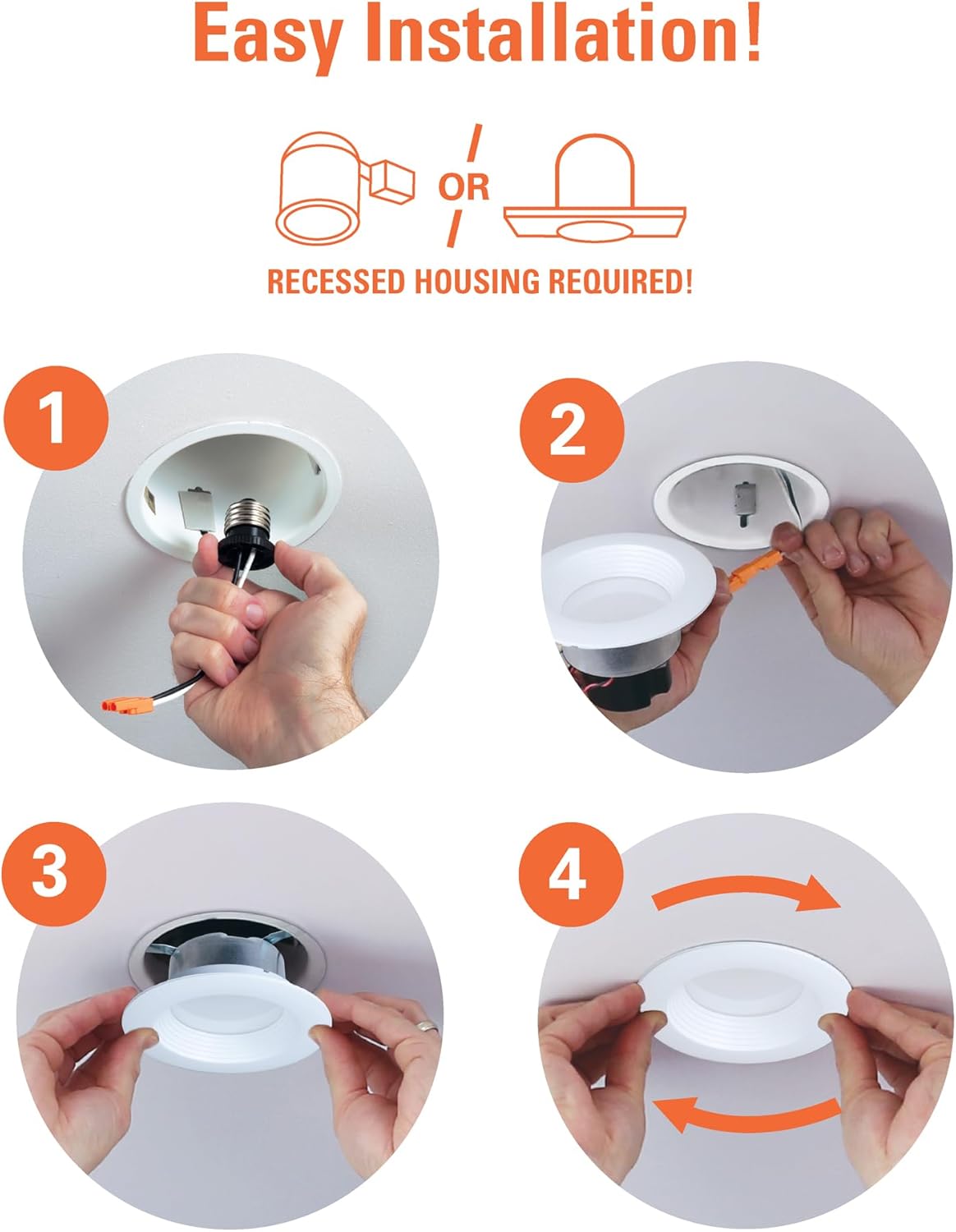 HALO LTE 4 Inch Indoor/Outdoor Recessed LED Trim Can Light, 3000K - Contractor Value Pack (18-Pack) - LTE46930-18PK