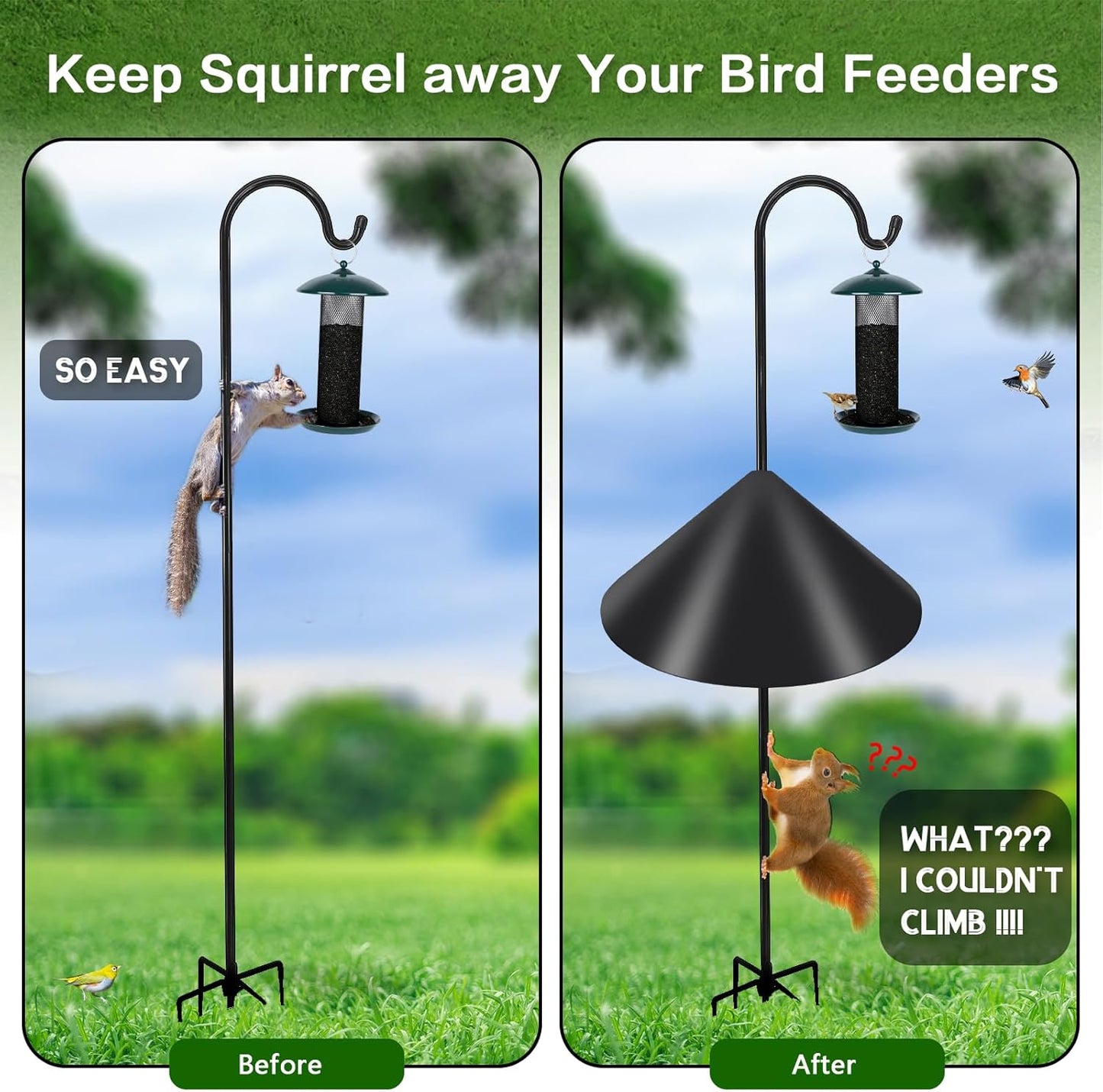 Gtongoko 19 Inch Squirrel Baffle for Bird Feeder Pole Squirrel Guards for Shepherds Hook Stopper for Bird Feeders Black 2 Pack
