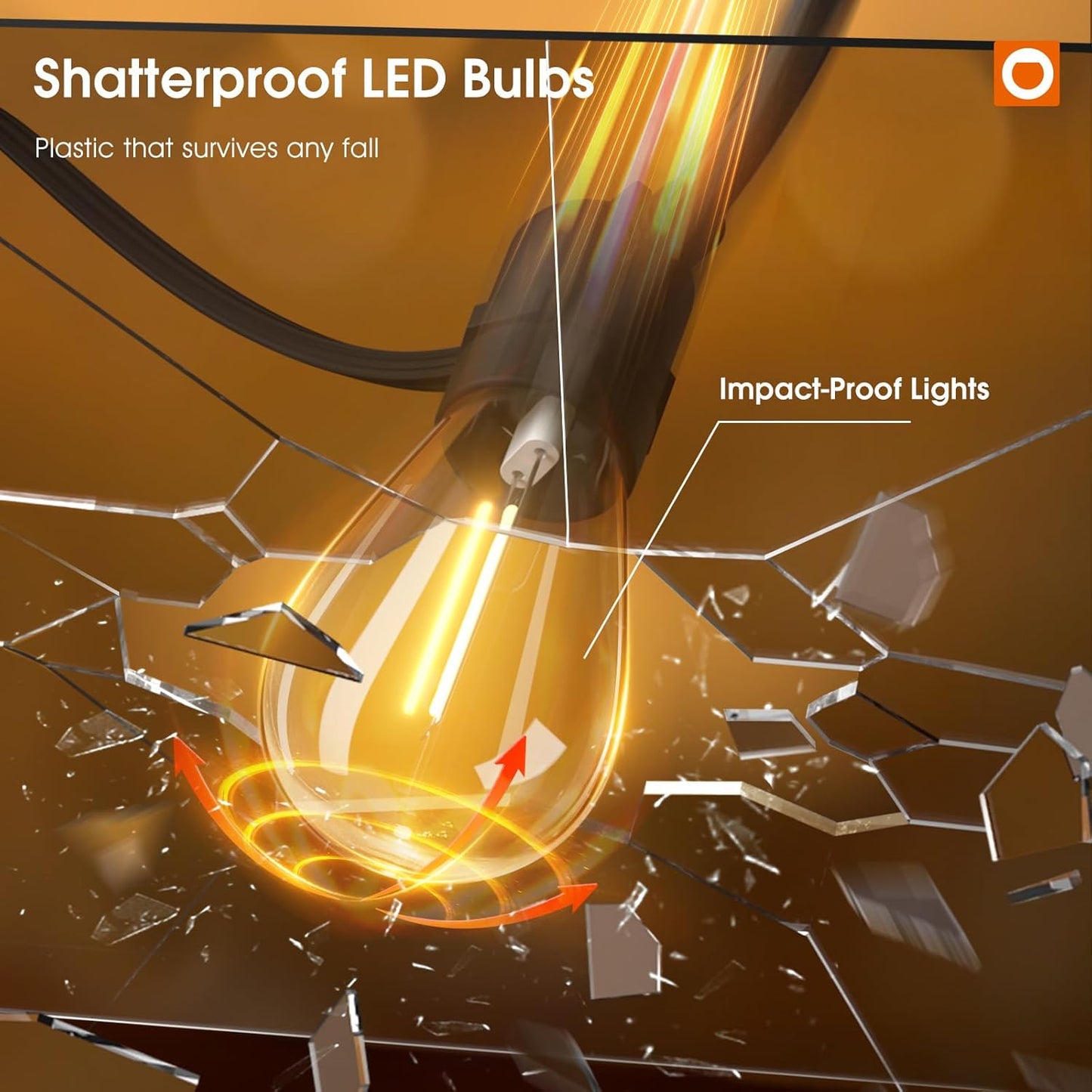 addlon 72FT(2FT Space) LED Outdoor String Lights with 36 Edison Shatterproof Bulbs, Heavy-Duty and Weatherproof Strand, Commercial Grade Patio Lights, Decorative for Patio, Black