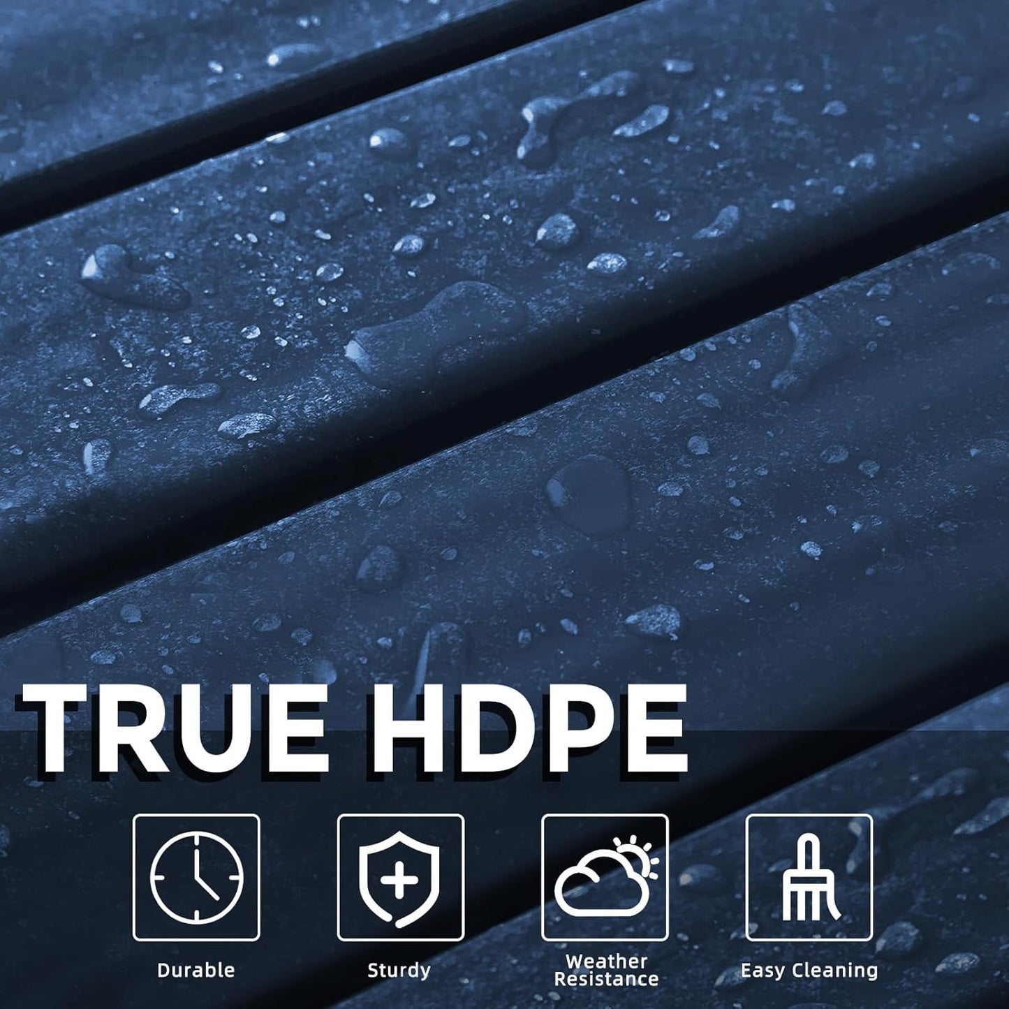 Adirondack Side Table Outdoor, HDPE Small Outdoor Table for Patio, Outside End Table, Blue, 13.98" x 13.19" x 16.73"