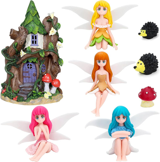 ONEST 8 Pieces Miniature Fairy Garden Accessories Small Fairy Figurines Hand Painted Fairies Figures for Car Decor Garden Flower Pot Birthday Cake Topper