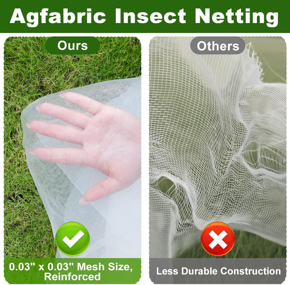 Agfabric Garden Netting 10'x25' Insect Pest Barrier Bird Netting for Garden Protection,Row Cover Mesh Netting for Vegetables Fruit Trees and Plants,White
