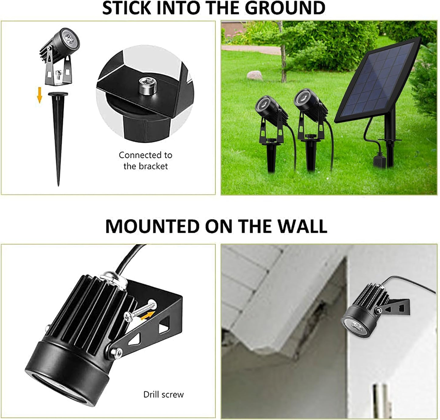 DLLT LED Solar Landscape Spotlights, 2W Solar Spotlights Outdoor IP65 Waterproof, 9.8ft Cable 2-in-1 Solar Powered Lights, Auto On/Off Tree Spot Lights for Yard, Driveway, Walkway, Red Lighting