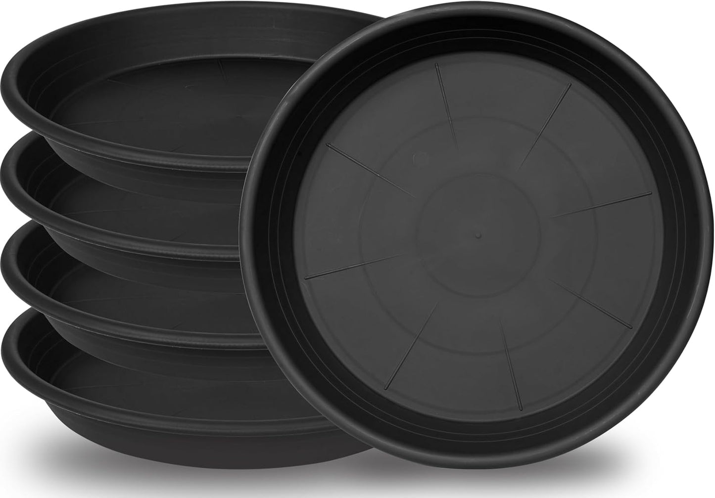 5 Pack of 14 inch Plant Saucer Plant Tray, Plastic Plant Saucer 14 inch, Heavy Duty Plant Tray for Pots, Plant Saucers for Indoors Planter, Garden Water Plate Bowls for Gallon Grow Bags (Black)