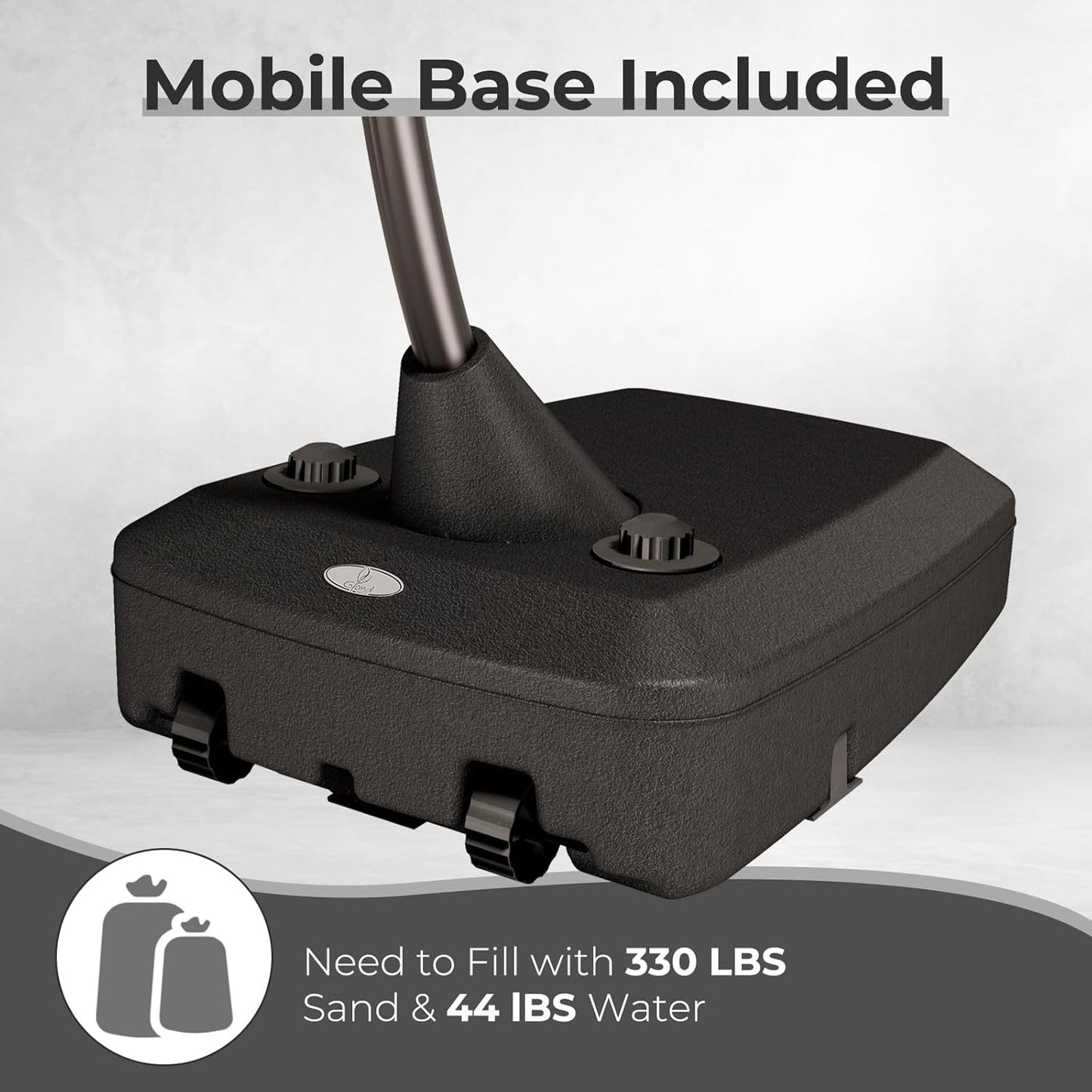 Grand patio 10x10 FT Patio Cantilever Umbrella with Base Outdoor Large Square Tilting Offset Umbrellas for Pool Deck (Black & White, 10x10 FT)