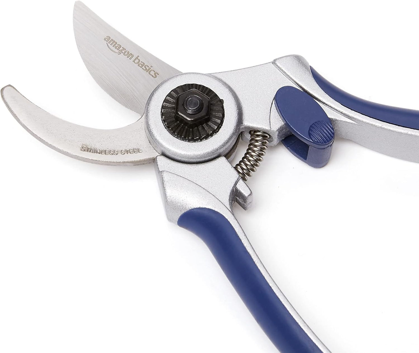 Amazon Basics Professional Hand Pruners, Pruning Shears for gardening, 7-inch Steel Bypass Garden Scissors, Blue