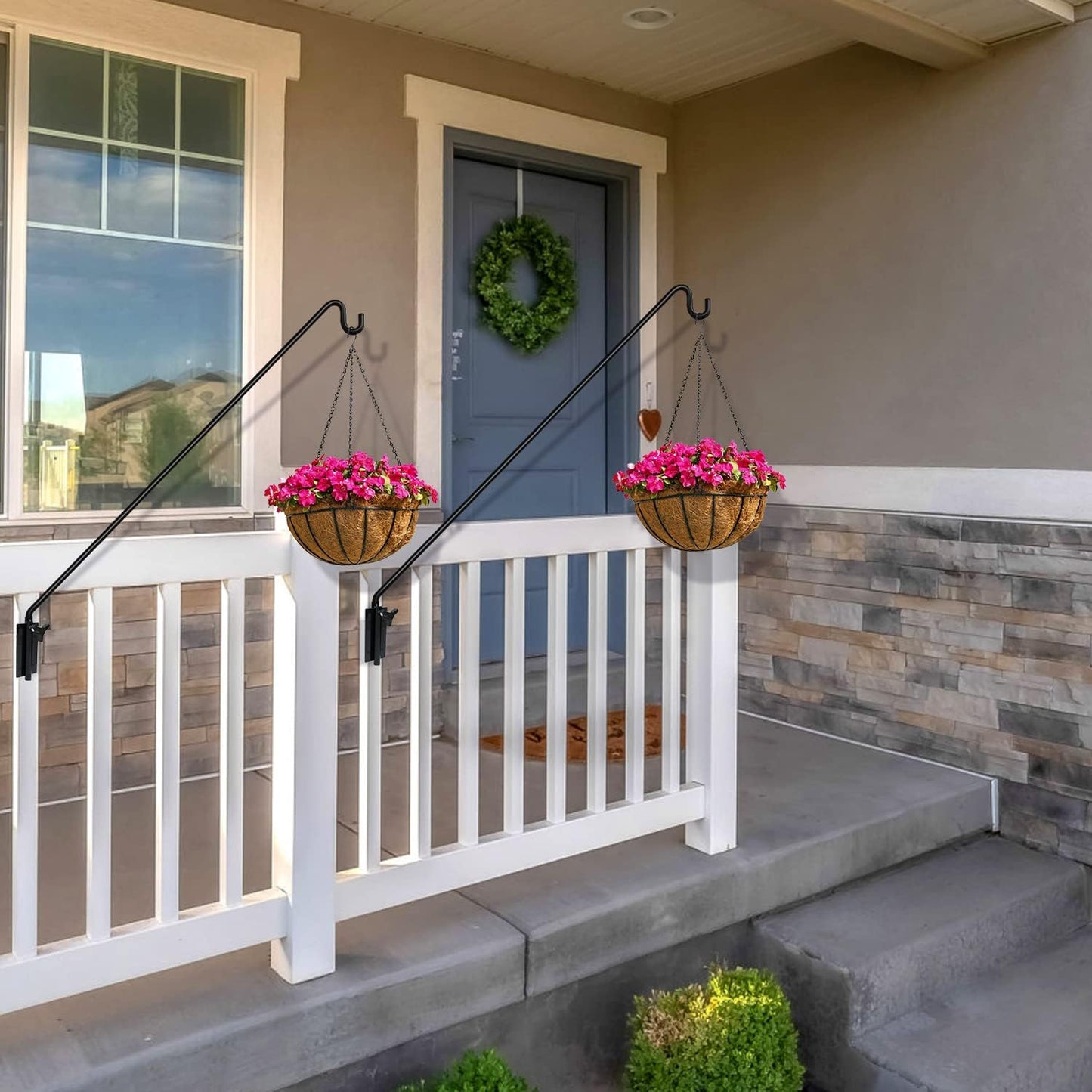 ERYTLLY 2 Packs Heavy Duty Deck Hook Wall Mounted, Extensible and Adjustable Deck Hook for Hanging Bird Feeder, Plants, Suet Baskets,Wind Chimes,Lanterns and More