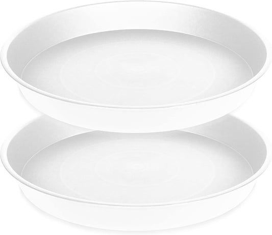 2 Pack of 19 inch Plant Saucer, 2.7" Depth Tray, Large Deep Garden Plastic Flower Planter Plant Trays for Indoors Outdoor Bath Bath (19", Creamy White)