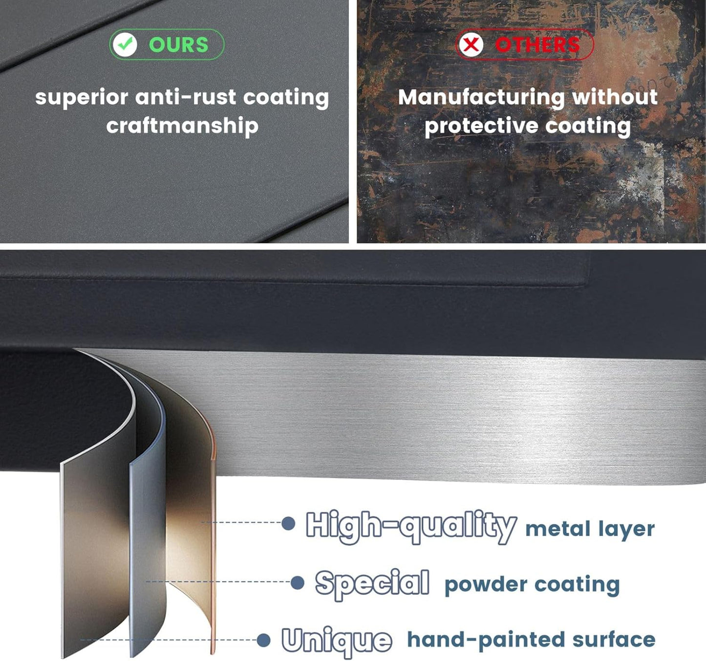 DIFY Patio Round Dining Table, 53" All Weather Round Outdoor Table with 1.57" Umbrella Hole for 8 Person, Perfect for Yard, Balcony and Lawn, Grey