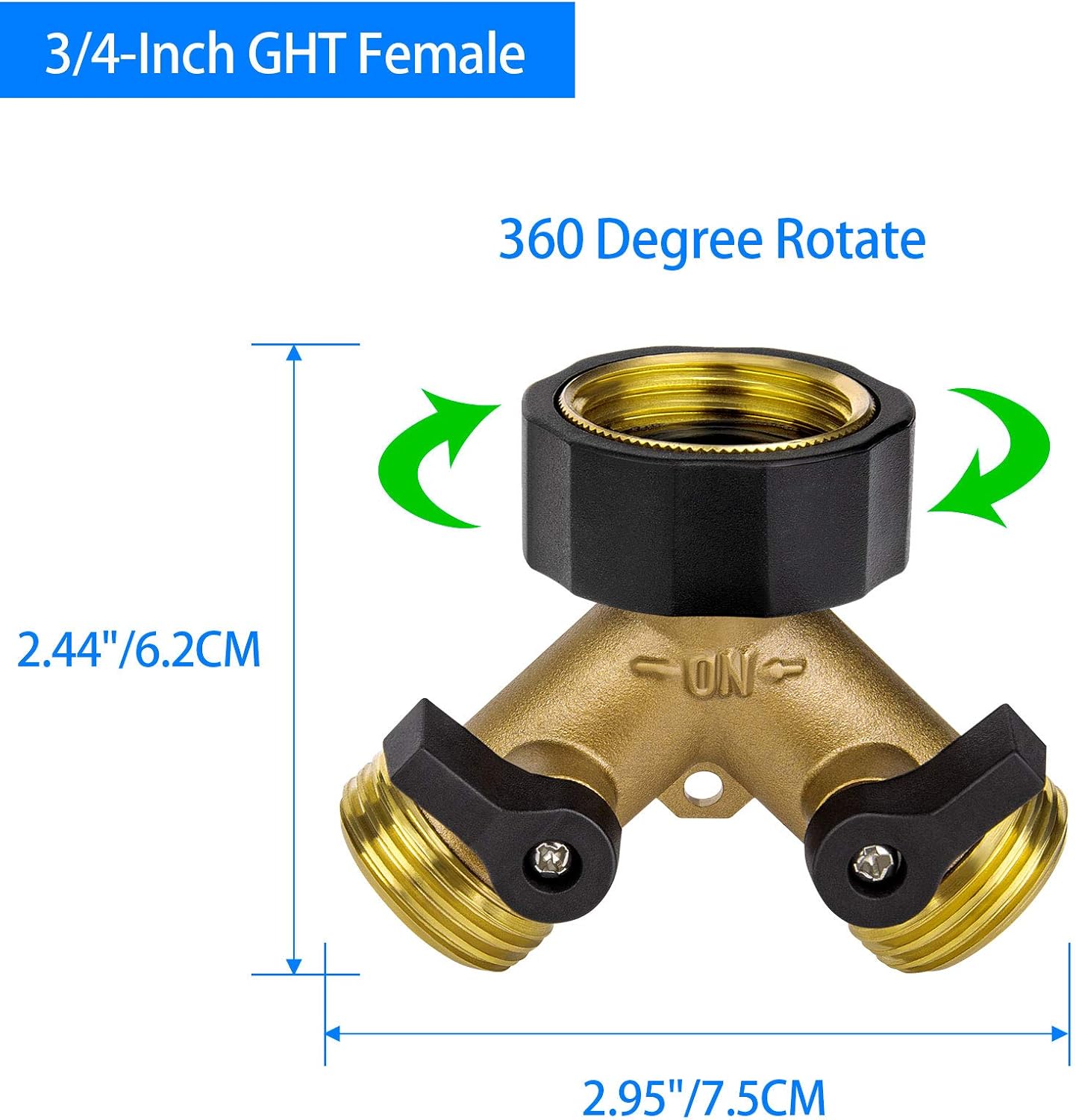 3 Pack Hose Splitter, Heavy Duty Garden Hose Splitter 2 Way Y Valve Hose Connector Splitter Solid Brass Garden Hose Adapter With Extra 12 Rubber Washers, Fit For All Standard Faucet And Garden Hose