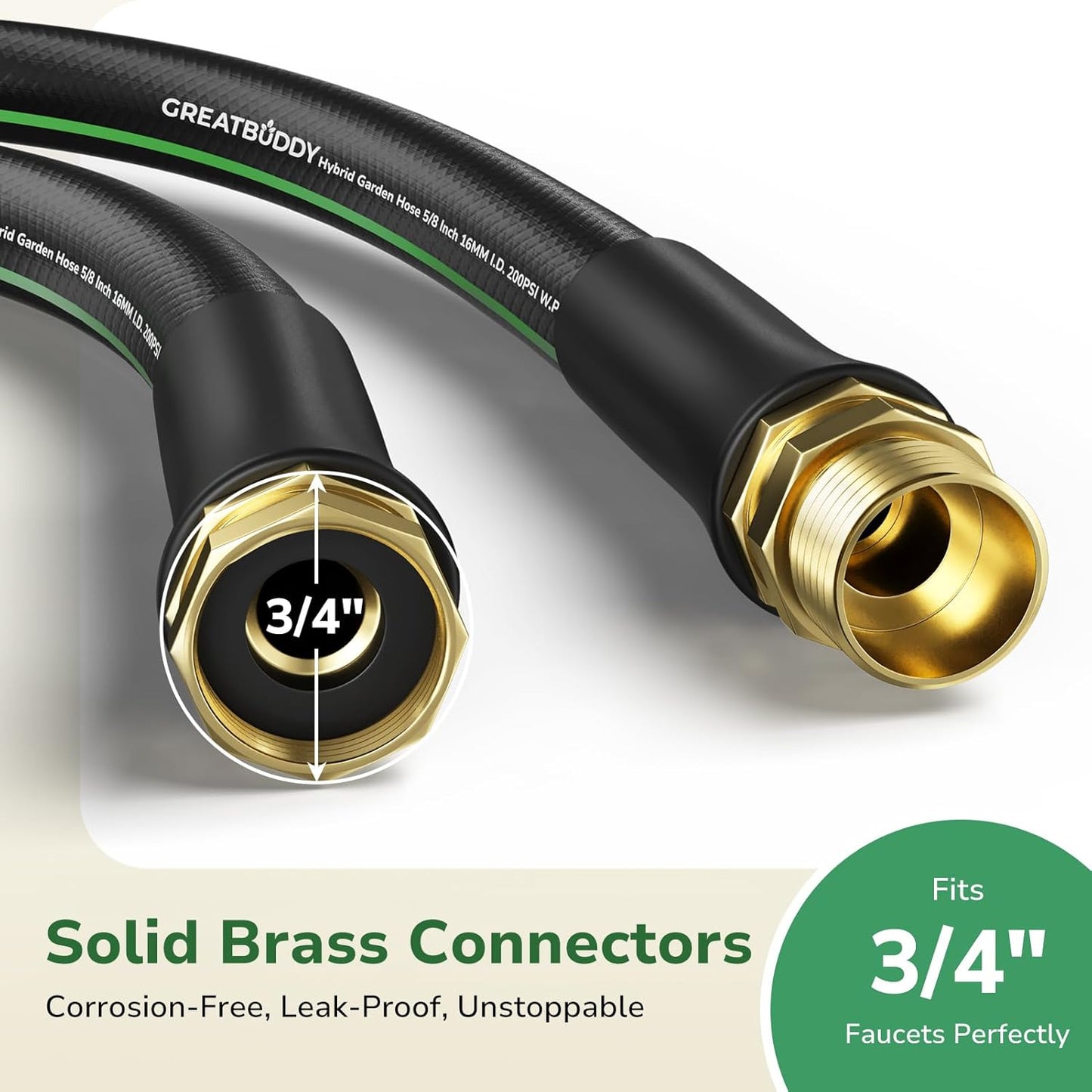 GreatBuddy 25 ft Garden Hose 5/8", Less Kink Heavy Duty Water Hose, Durable & Flexible Hose for Outdoor, Lawn, Car Washing, Pet Bathing and Household