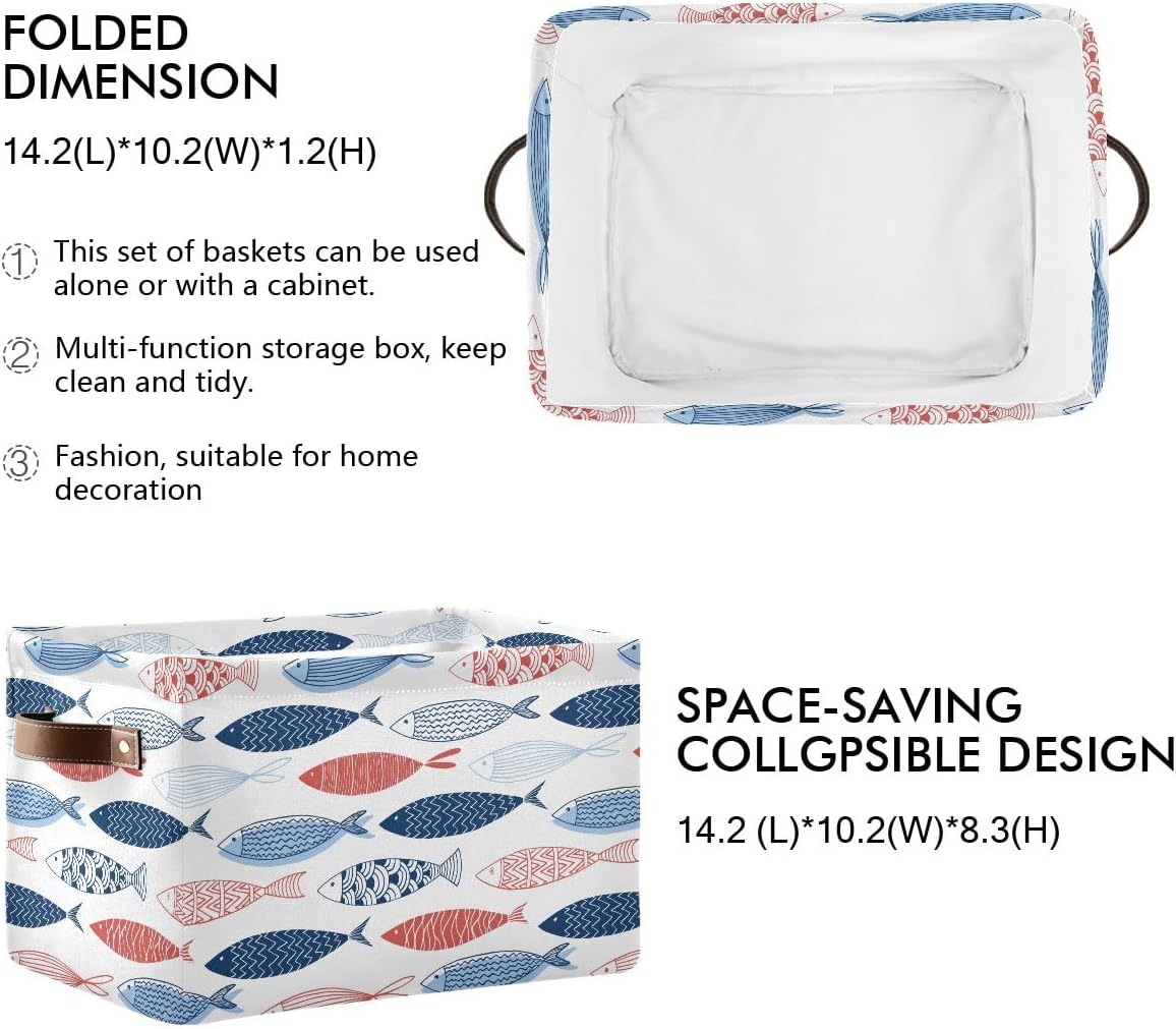Fish Rectangular Storage Basket Organizer Bin Shelf Baskets For Clothes Gifts For Home Office Dorm