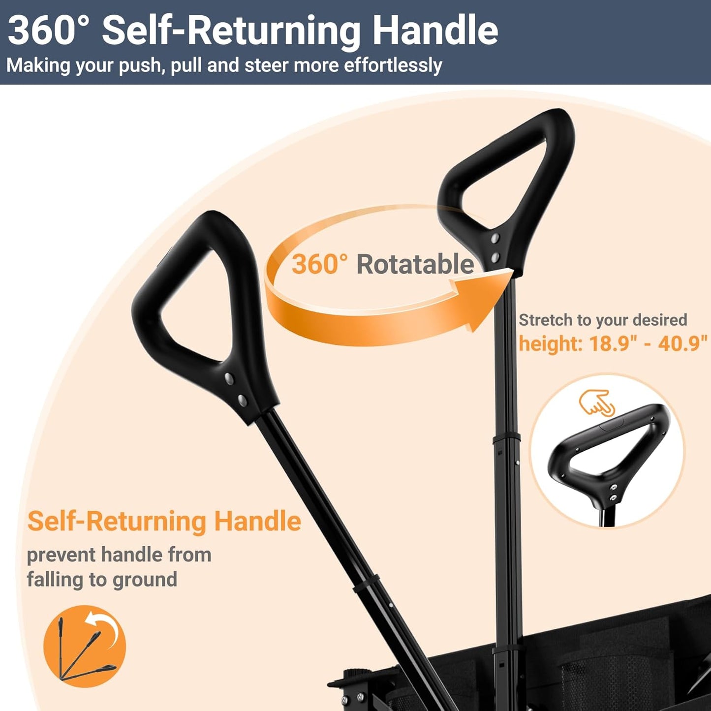 Favoyard Extra Large Collapsible Wagon Carts Foldable 360LBS Heavy Duty Beach Wagons with Big Wheels & Brakes Portable Folding Cart for Shopping Grocery Utility Sports Garden Camping Outdoor