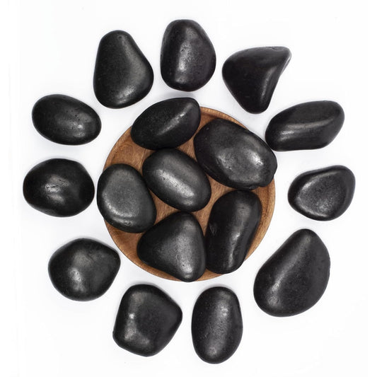 40 lbs Black River Rocks - Large Polished Black Pebbles for Plants & Garden Decorative Stones，2-3" Polished Pebbles for Landscaping, Fish Tanks, Flower Pots, Water Fountains