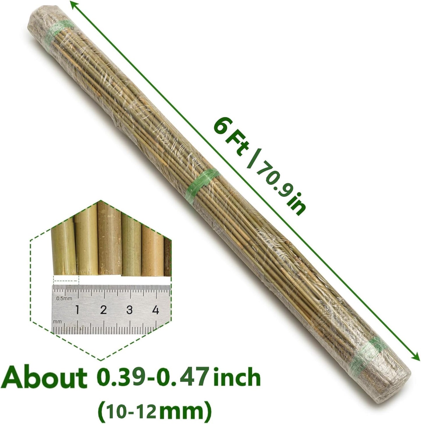 60 Pcs Bamboo Stakes, 6 Feet Natural Bamboo Garden Stakes for Plant, Garden Bamboo Plant Sticks for Plants Support, Tomato, Beans, Vegetable, Trees and Climbing Plants