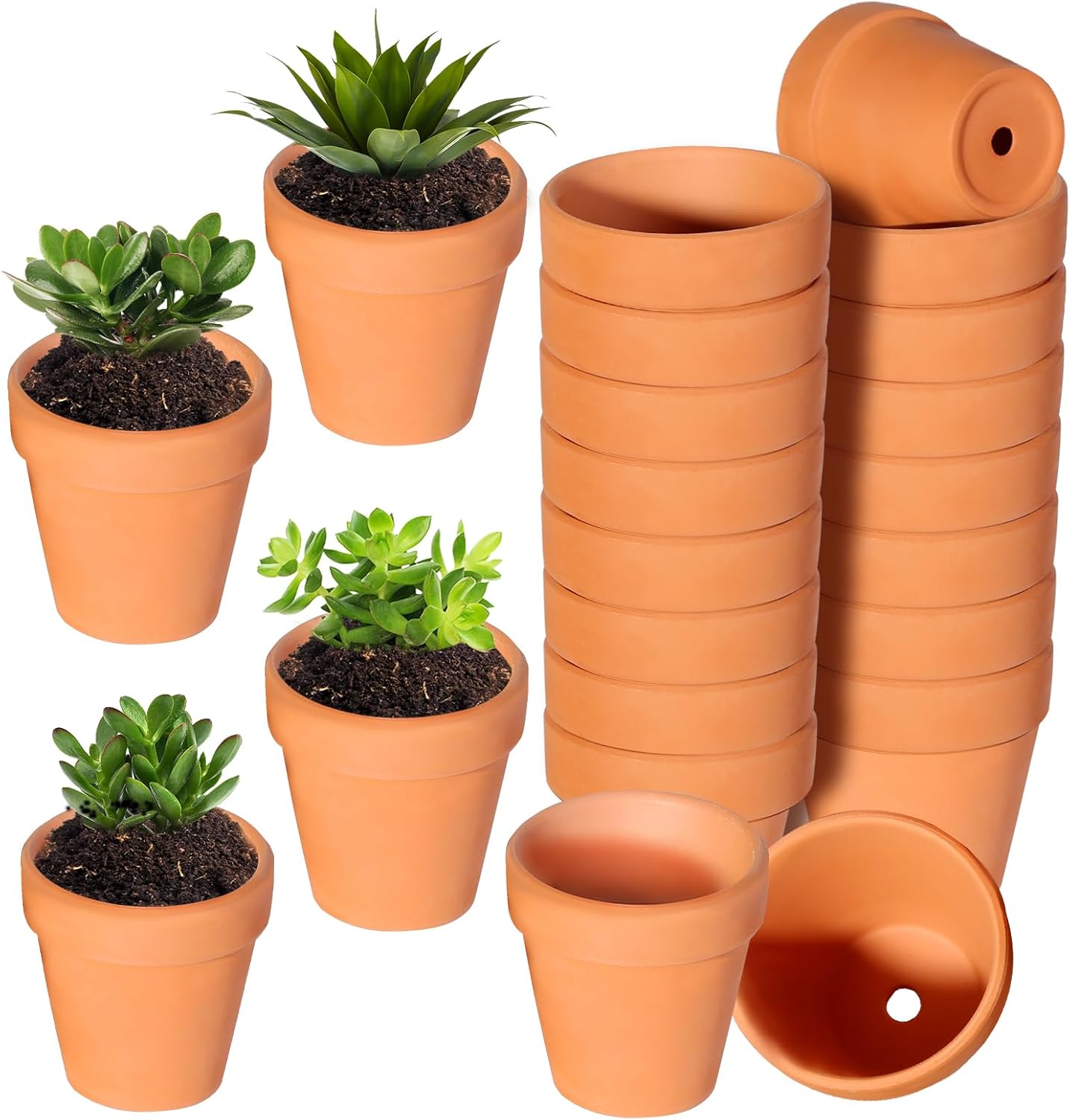 22Pcs 3 Inch Terracotta Pots, Clay Flower Pots Cactus DIY Flower Pots with Drainage Hole,Great for Plants Garden Windowsill Indoor & Outdoor Wedding Favors Gifts