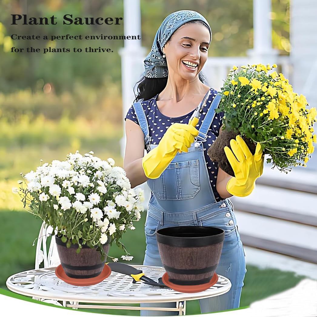 2 Pack of 22 inch Extra Large Plant Saucer, Extra-Deep 3.4" Plant Tray, Bird Bath Bowls for Garden, Plastic Pot Trays for Indoors Outdoors, Water Catcher for Gallon Grow Bags 19-22" (22", Terracotta)