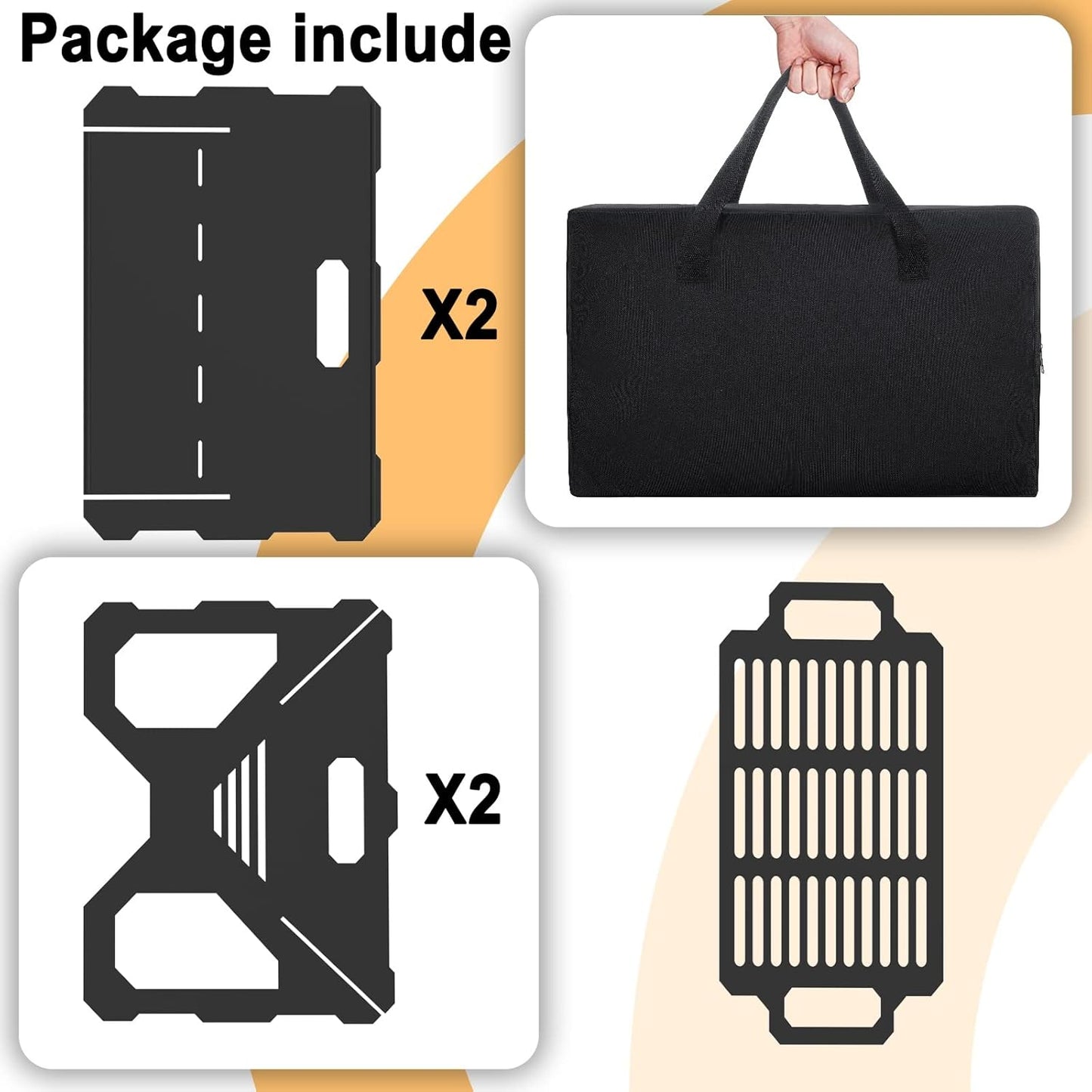 20 inch Fire Pit, Outdoor Portable Firepit with BBQ Tray, Detachable Camping Steel Fire Pits for Backyard, Patio, Picnic, Bonfire, Garden (Black-Large)