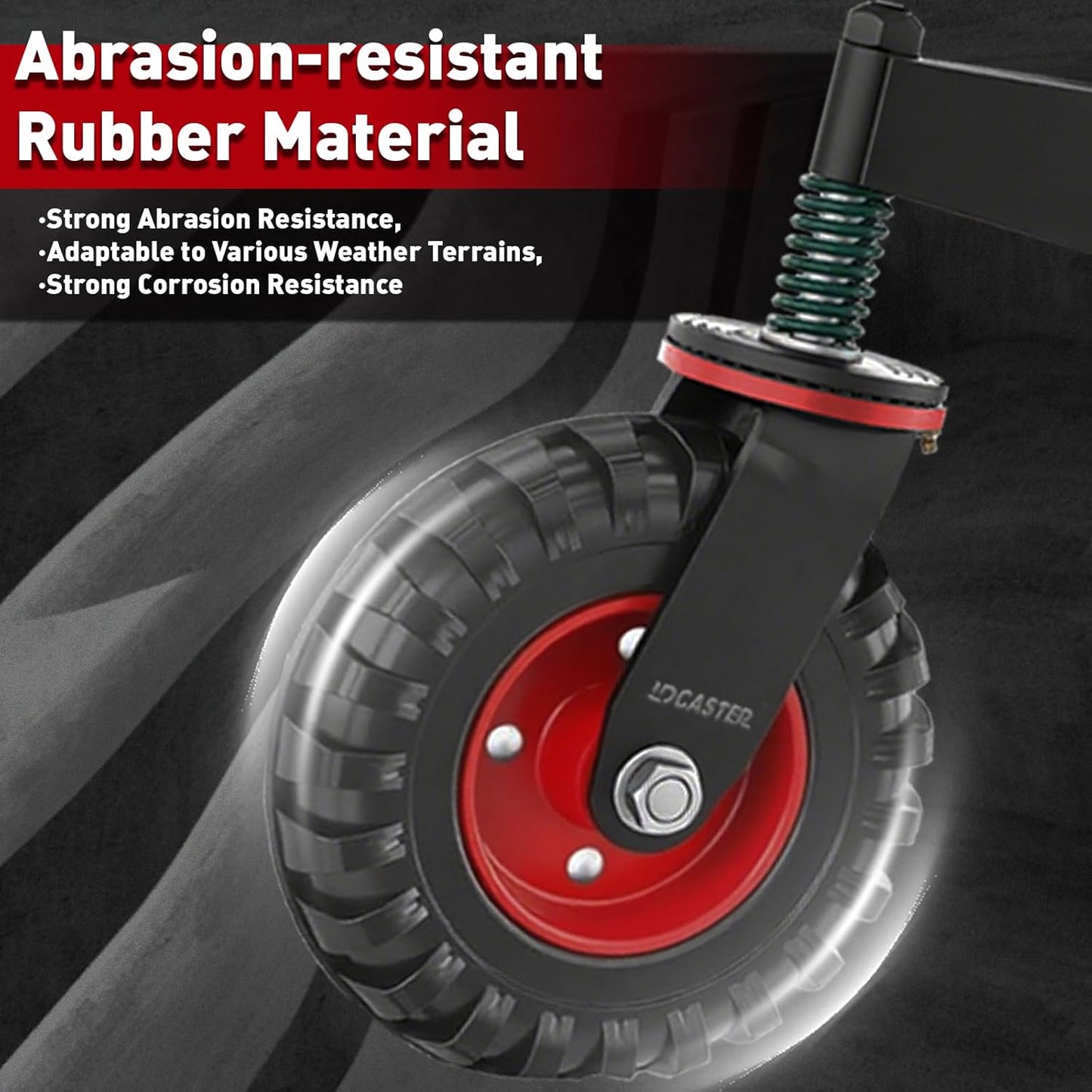 Heavy Duty Gate Wheel, 8" Double-Welded,600lb Capacity for Metal Tube & Wooden Gates, 360° Swivel Spring-Loaded Caster with 2 Installation Kits