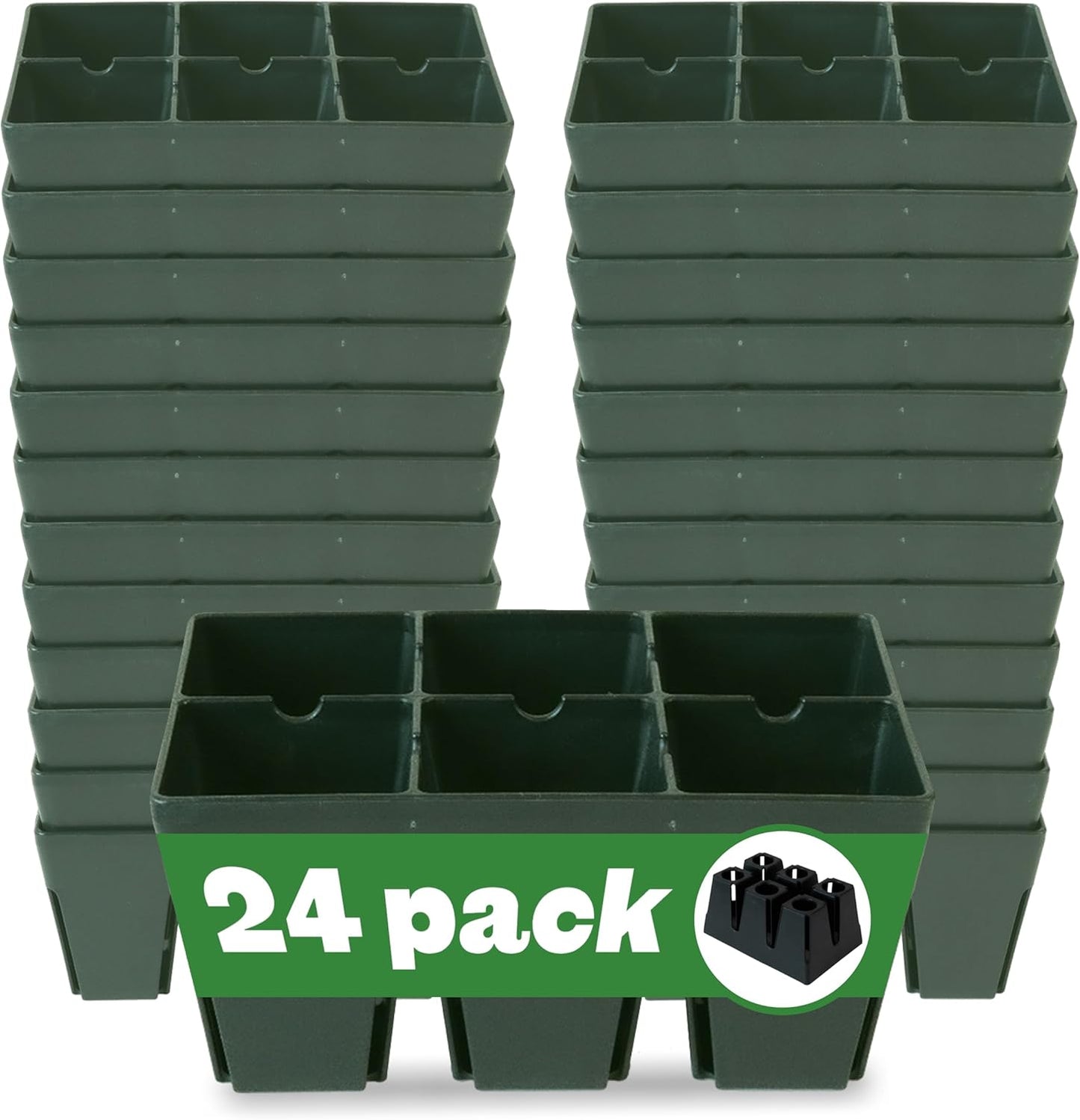 Epic Gardening Reusable Seed Starter Tray - 6 Cell/24 Seedling Starter Trays - Easy Watering, Indoor Greenhouse, Plant Starter, Gardener-Friendly for Seedlings | UV-Treated & BPA-Free - Sage Green