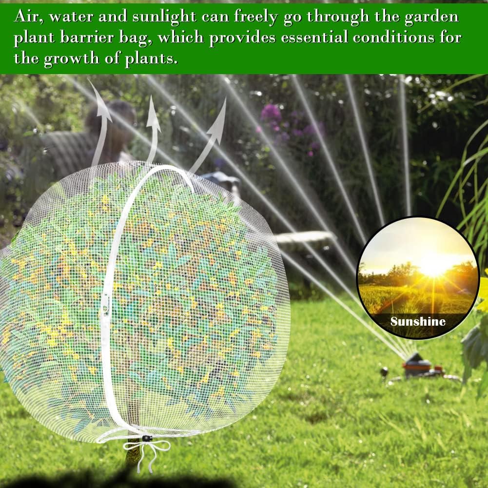 Fruit Tree Netting Covers with Zipper to Protect from Squirrels and Birds Large Netting for Fruit Trees Net Protection, White, 8' x 8', 2 Pack