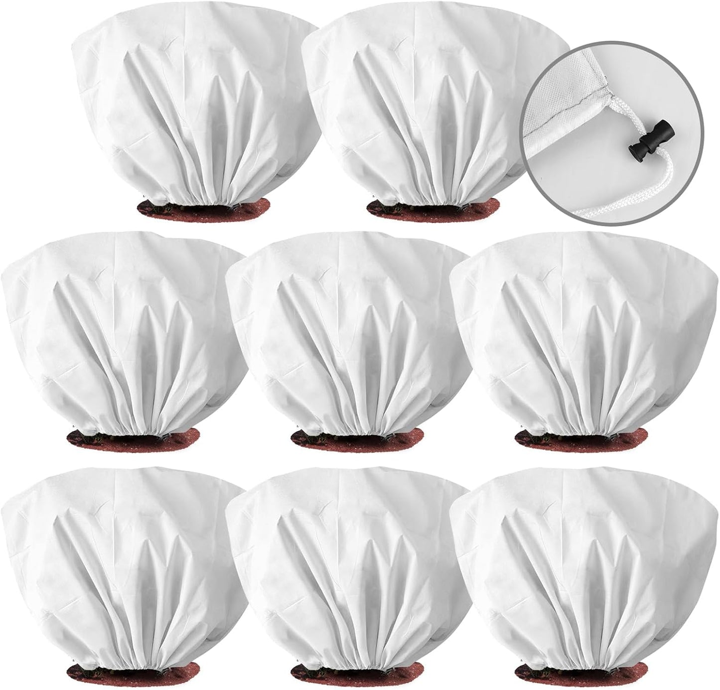 8 Pcs Plant Covers Frost Protection Bag 39.3" x 19.6" Winter Reusable Plants Jacket with Drawstring Shrub Protection Wraps Bags Frost Blanket for Winter Outdoor Garden Plants