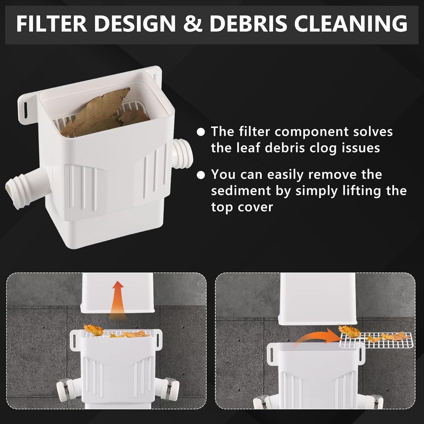 Downspout Diverter, Rain Barrel Diverter Kit-Rainwater Collection System Fits 2x3 or 3x4 Inch Downspout with Filtration and PVC Spigot, White