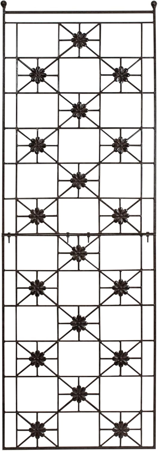 H Potter 5.5 Foot Tall Garden Flower Trellis Wrought Iron Heavy Scroll Metal Decoration Lawn Patio and Wall Decor Screen for Rose Clematis Ivy Patio Deck Wall Art