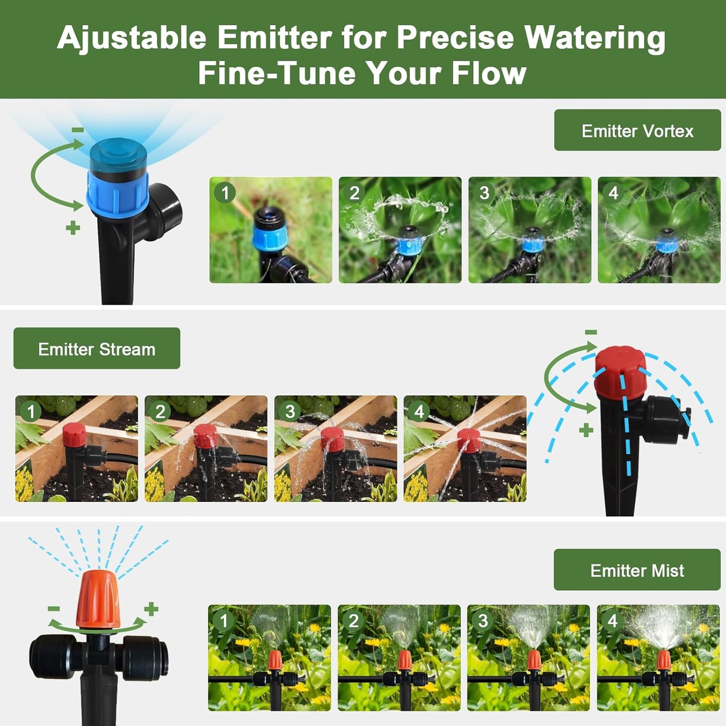 Drip Irrigation Kit for Garden, Quick-Connect Raised Bed Watering System with 1/2" & 1/4" 150FT, Plant Accessories, Drip Line Kit for Greenhouse, Sistema De Riego Por Goteo