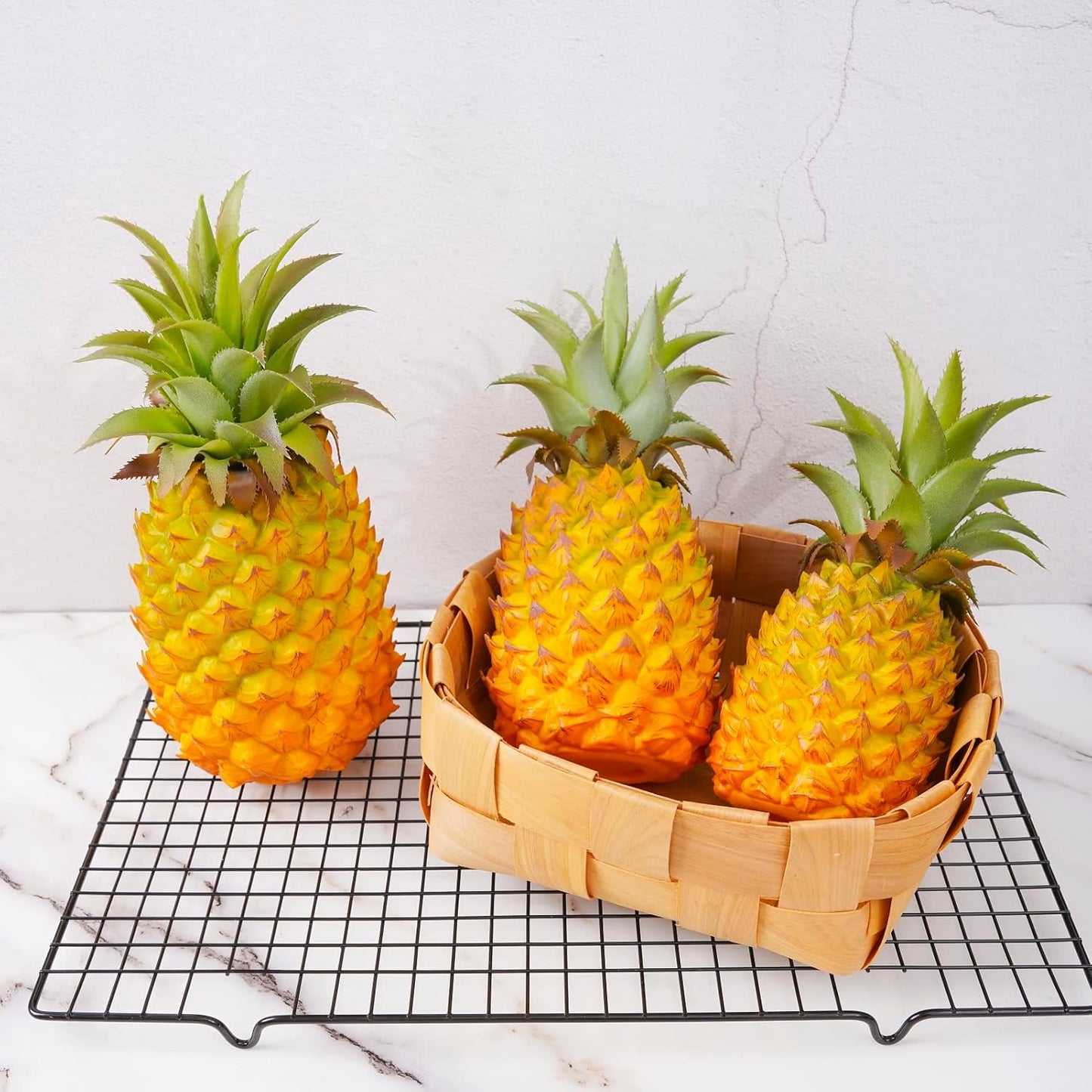 QIRMIZI 2 Pack Artificial Pineapple -Simulated Fruit Decoration, Lifelike Fake Fruit Model, Perfect for Home Decor, Kitchen, Party & Photography Prop – Realistic & Eco-Friendly,Yellow Large