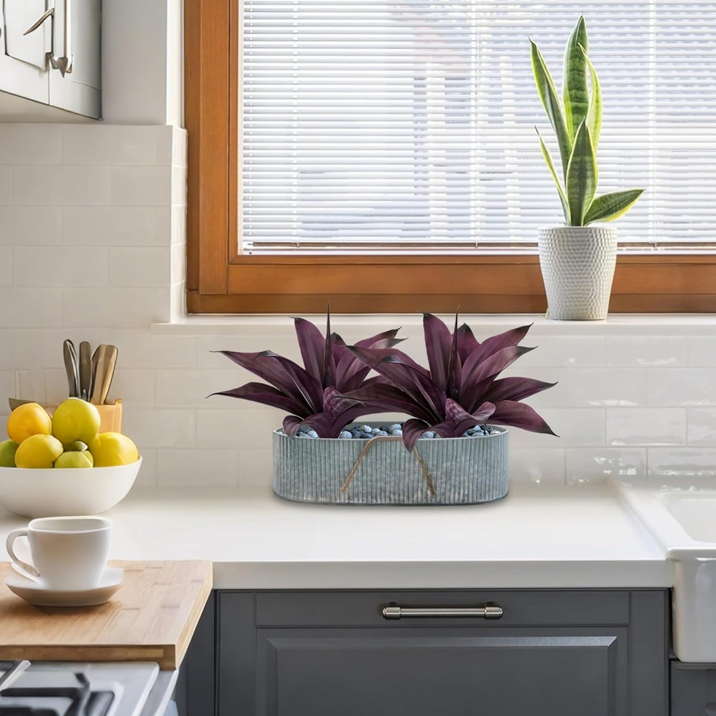 Fake Plants Artificial Agave Plants Indoor，UV Resistant Fake Agave Planters Outdoor Decorating Artificial Plants for Outdoors Decor Agave (2Pack,12.6'Purple) Spring Decorations for Home