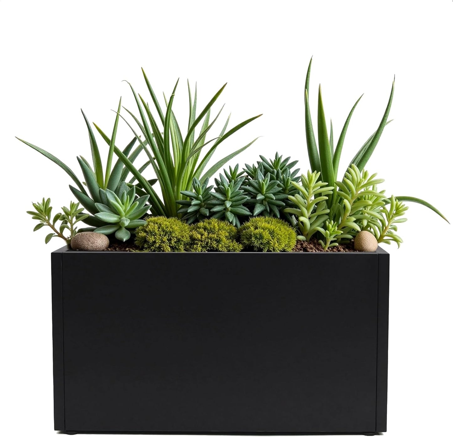 GSK Black Metal Planter Versatile Box with Drainage Holes Galvanized Painted Iron Flower Boxes for Indoor Outdoor Use Ideal Patio Balcony Garden Elevated Plant Bed