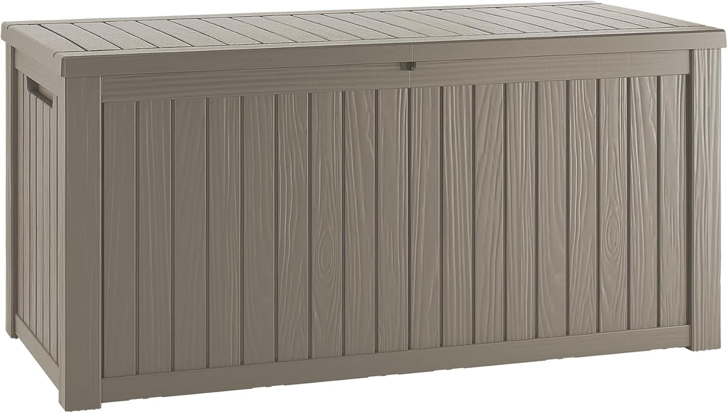 200 Gallon Outdoor Storage Box Waterproof Lockable Resin Deck Box Large, Patio Storage Bin for Pool Accessories Cushion Furniture, Garden Tools, UV-Resistant Outside Delivery Grey