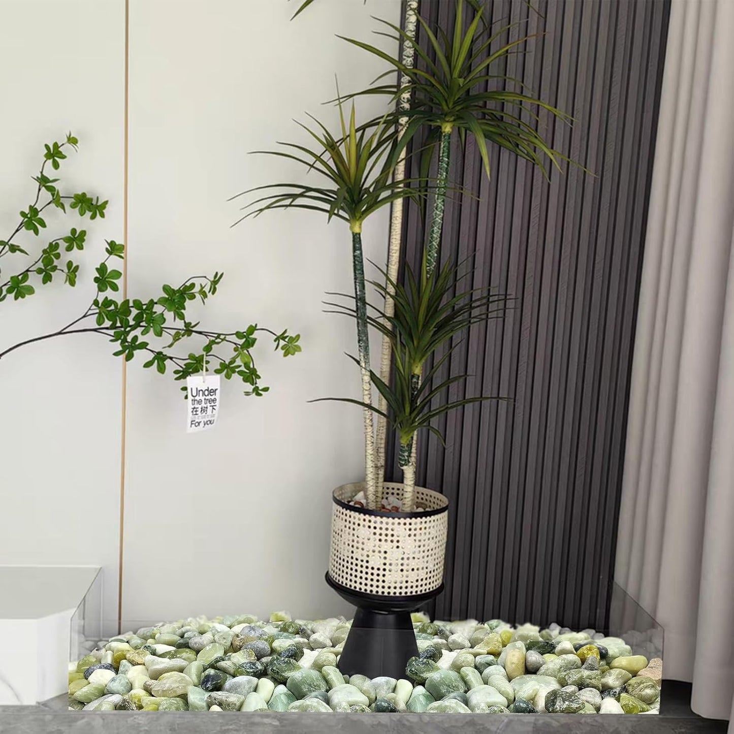 5 lbs Green River Rocks for Plants, 1-2 Inch Polished Jade Pebbles for Indoor Plants, Decorative Rocks for Succulent, Landscaping, Vases, Yard and Garden