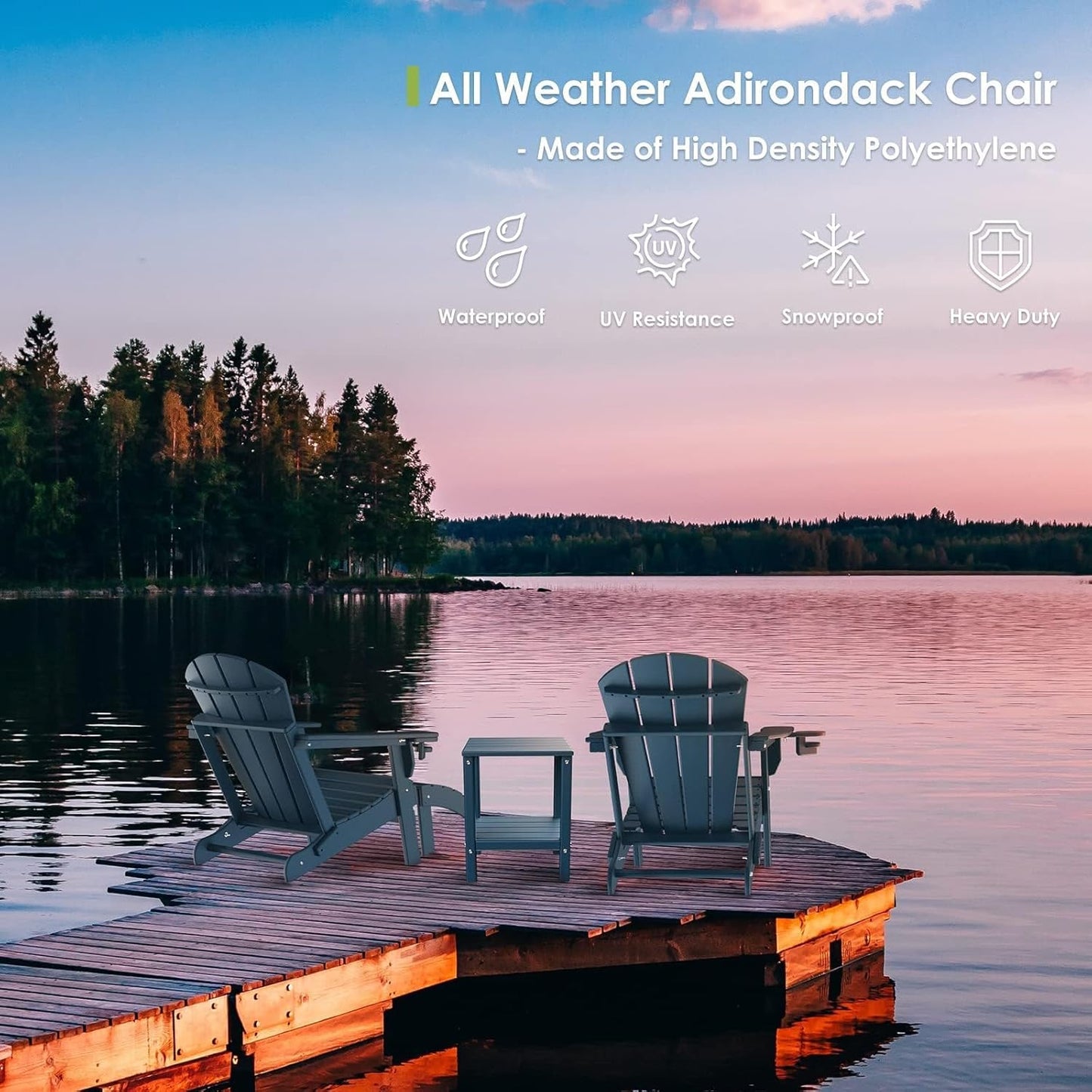 GREENVINES Folding-Adirondack-Chairs-Set-of-6 | HDPE Plastic | Fire Pit Chair | All Weather | Cup Holder | Blue | for Deck Backyard Patio Outdoor Garden