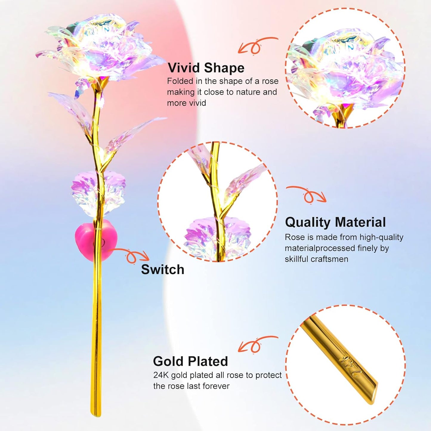 Mothers Day Mom Gifts for Women Birthday Gifts for Women Galaxy Rose Glass Flowers Forever Eternal Roses Artificial LED Flowers Gifts for Grandma Wife Daughter