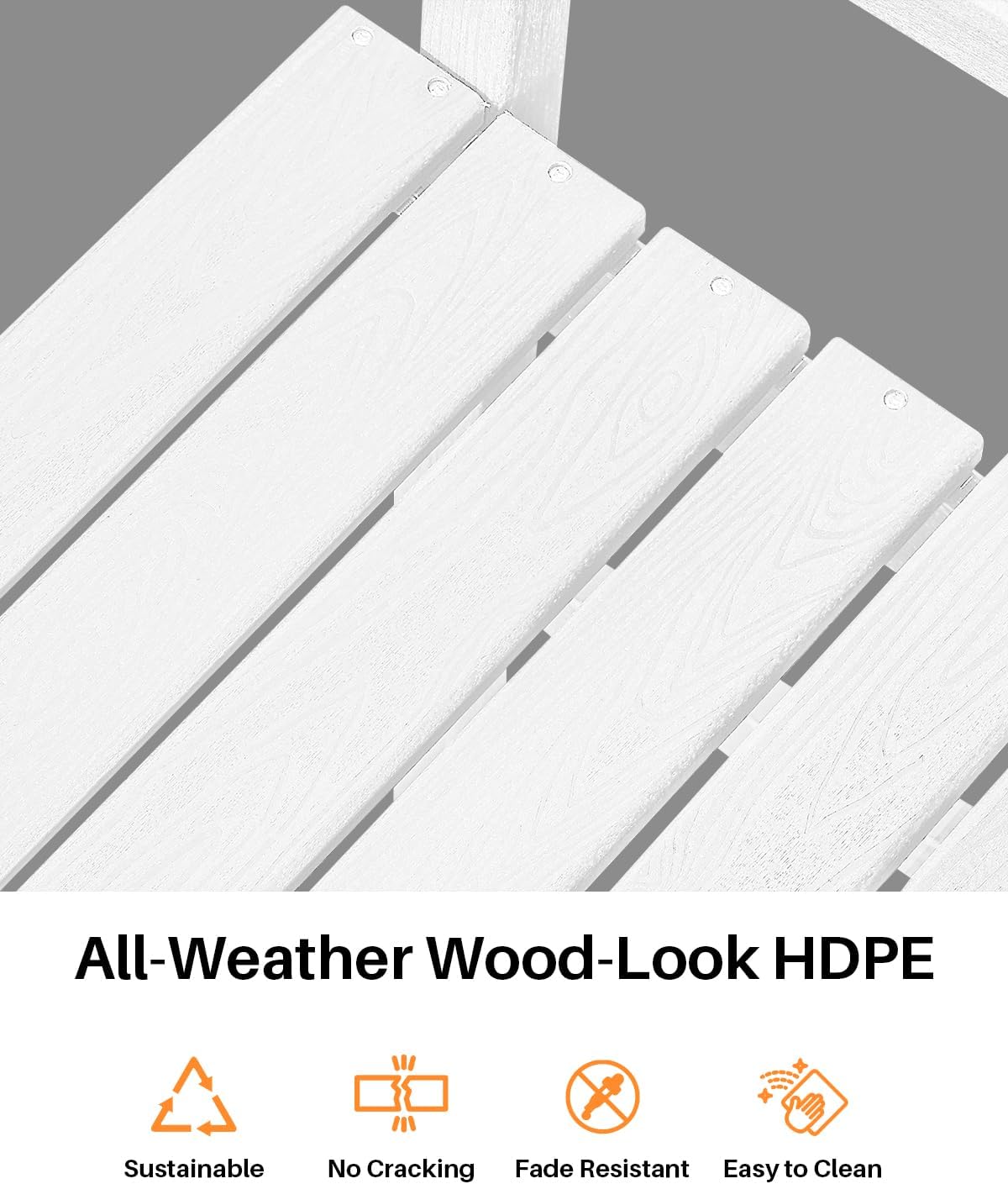 Adirondack Bar Chair Set of 2, HDPE Tall Adirondack Chairs Bar Stools with Footrest, Outdoor Bar Height Stool Chair Set, HDPE Patio Barstools Set for Balcony, Porch, Deck, Pool, Pearl