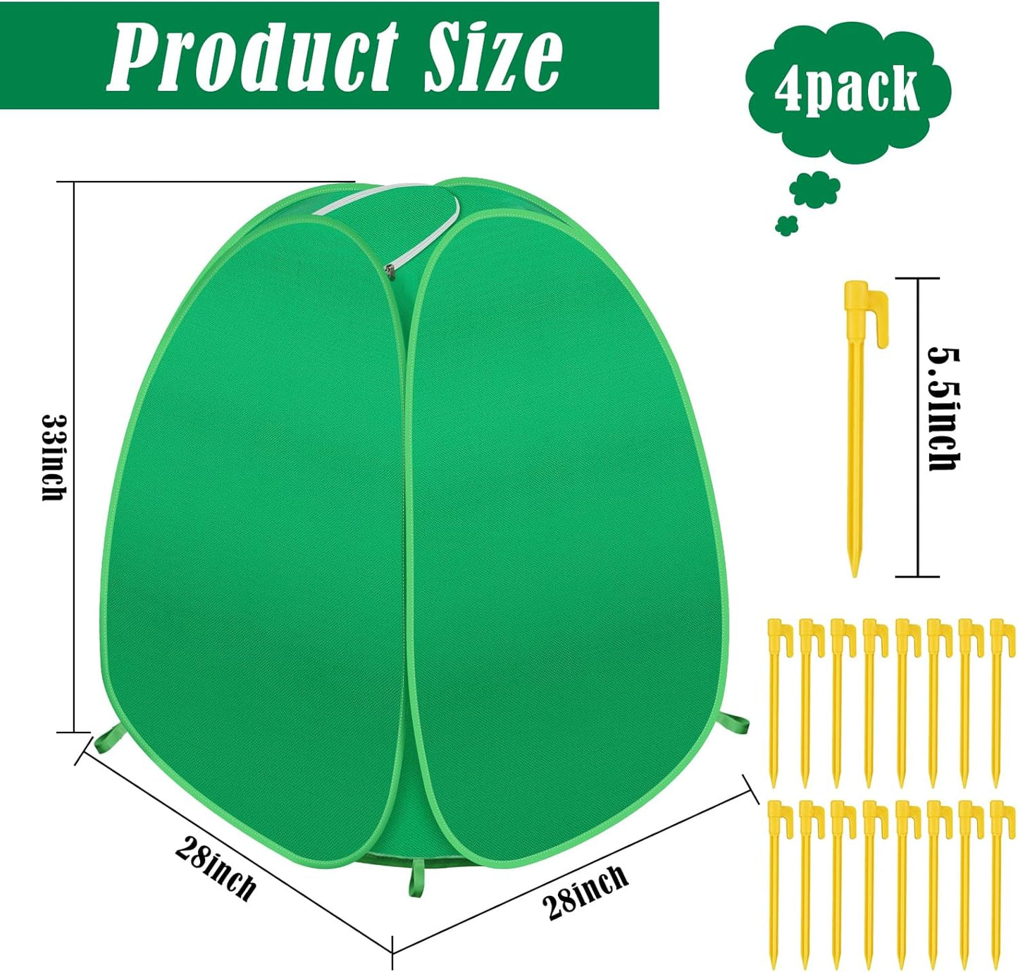 4 Pack Plant Covers Freeze Protection, 28x28x33 Winter Shrub Frost Covers for Outdoor Plants, Warm Plant Protectors Tent for Protecting Fruit Tree Potted Plants and Shrub from Freezing Animals Eating