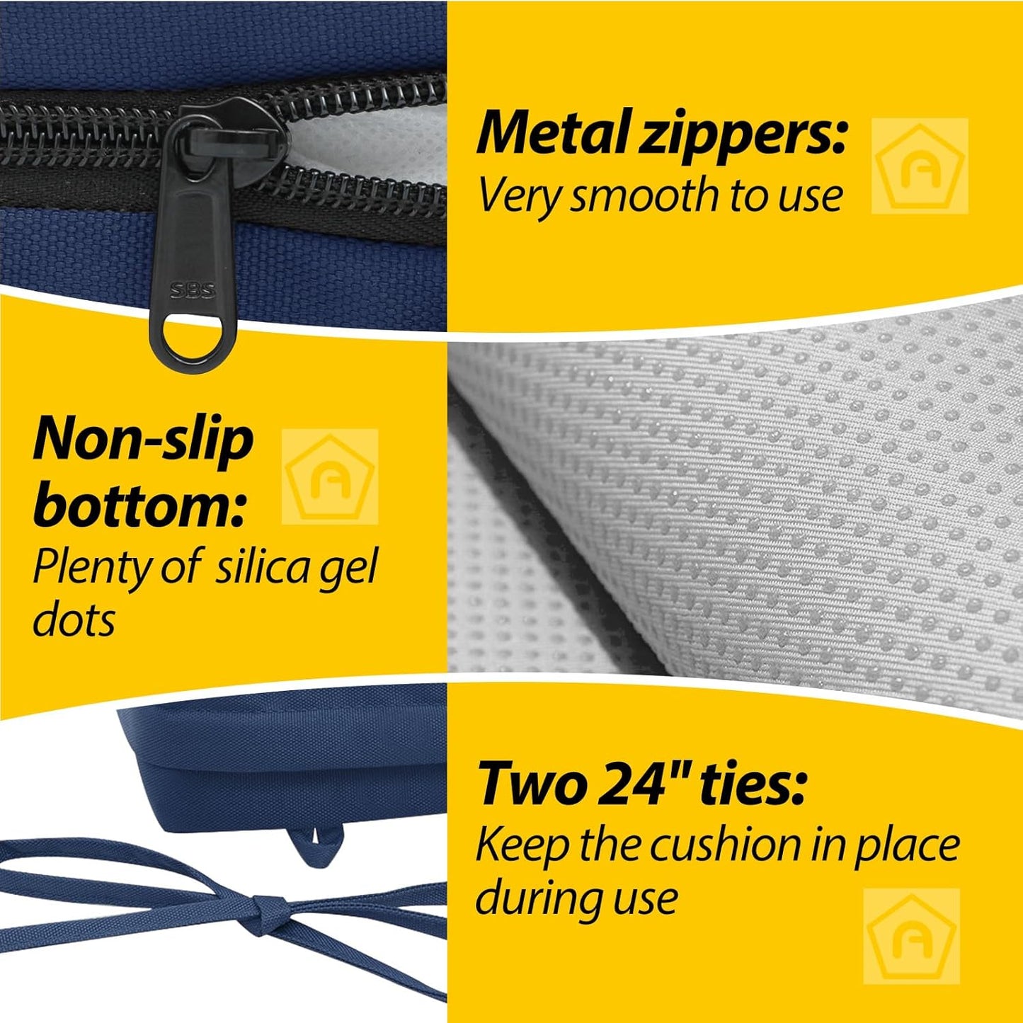 AAAAAcessories Outdoor Seat Cushions for Chairs, Waterproof, Fade-Resistant Patio Furniture Replacement Cushions, 18.5" x 16" x 3", Set of 4, Navy Blue