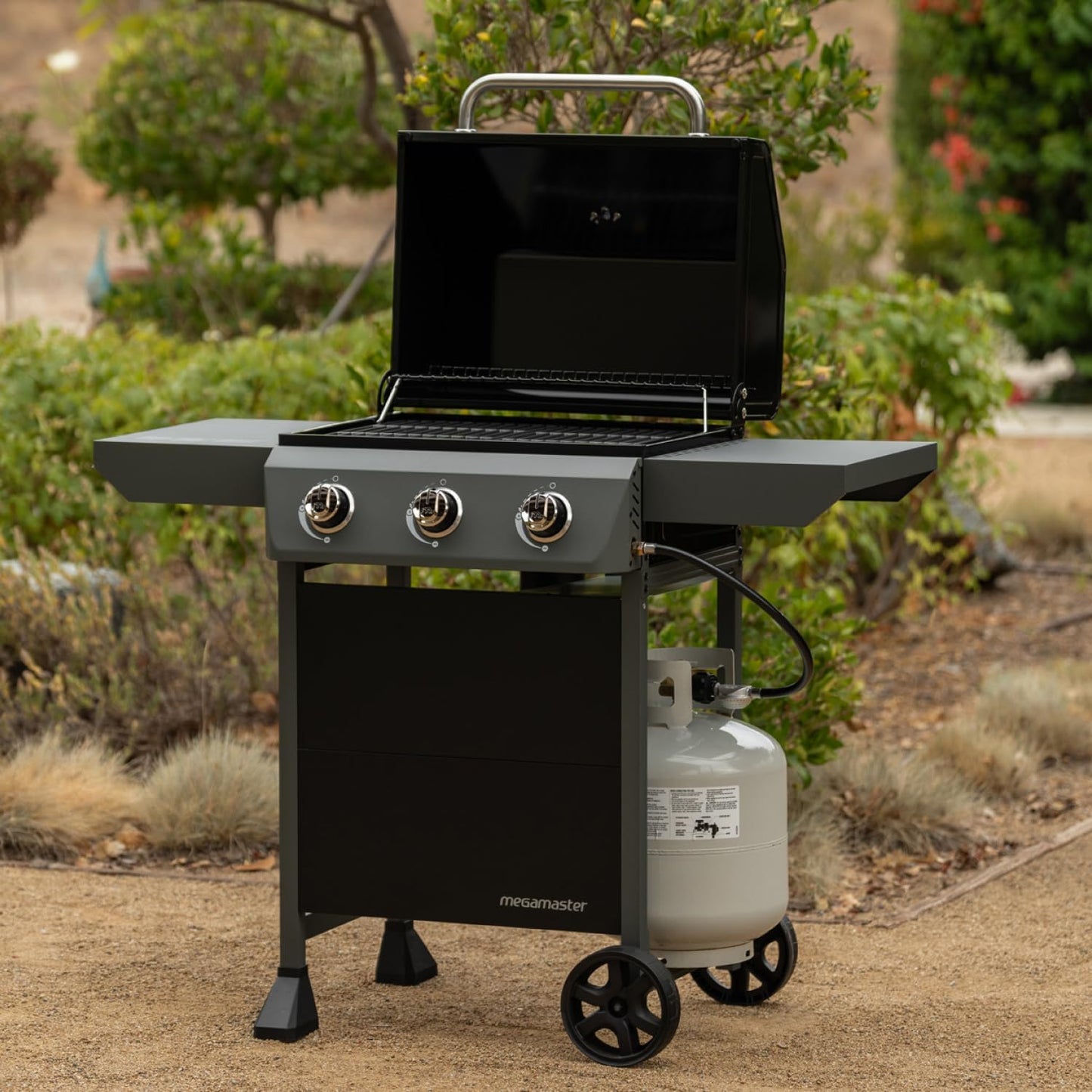 3-Burner Propane Gas Grill with Side Tables, 30,000BTUs, 429.81 SQ. In. Cooking Space, 2 Wheel Transport, Outdoor Kitchen Grill for BBQs, Backyards, Tailgating, and More - 720-1094