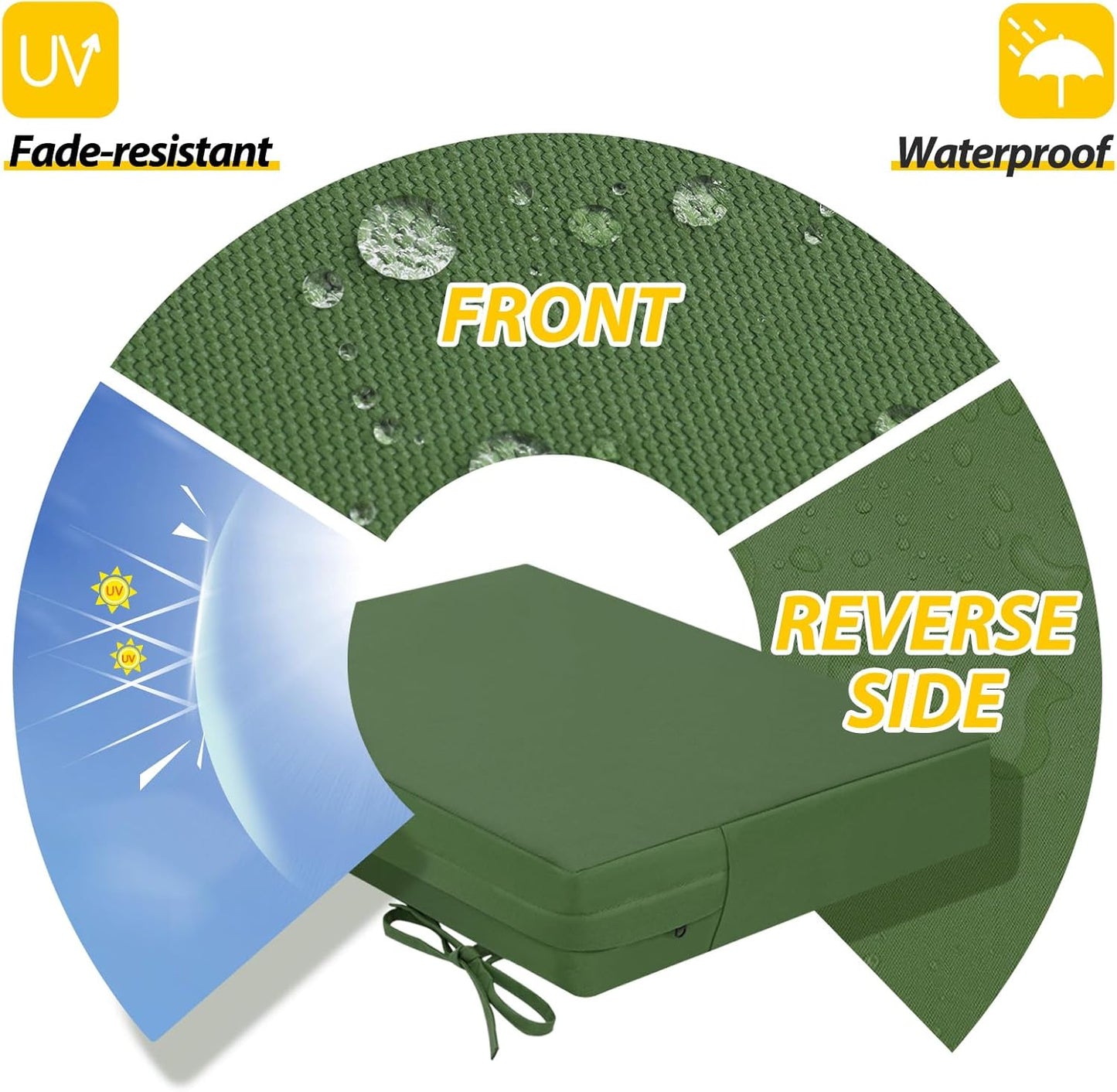 AAAAAcessories Outdoor Seat Cushions for Chairs, Waterproof, Fade-Resistant Patio Furniture Replacement Cushions, 18.5" x 16" x 3", Set of 2, Dark Moss