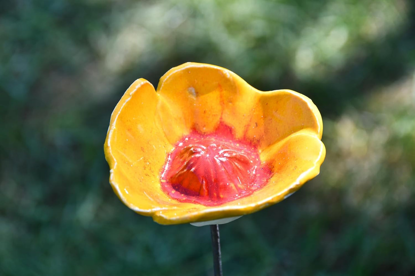 Ceramic Garden Decor - Flower Lawn Stake - Outdoor Statue - Perfect, Unique Gifts for Gardeners Woman, Men, Yard Gifts - Handmade, Frostproof