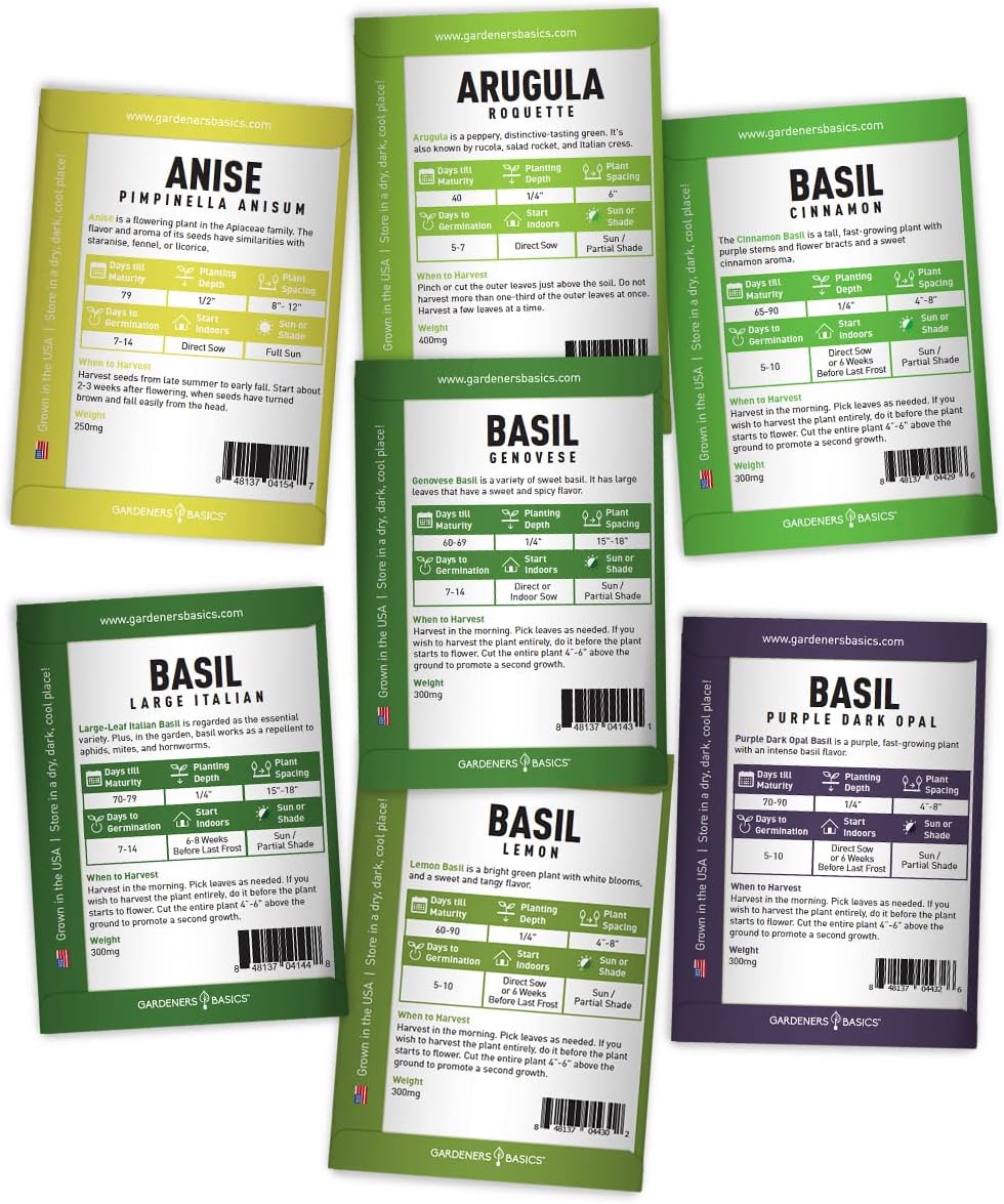 Gardeners Basics Complete Medicinal Herb Seeds for Planting Collection - 35 Best Herbs Variety Pack for Teas and Home Remedies - Indoor, Outdoor, Hydroponic Herbal Herbalist Seed - Non-GMO, Heirloom