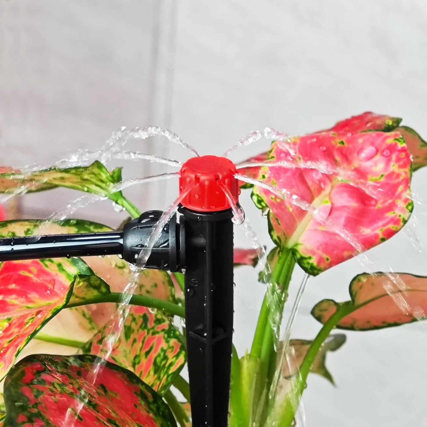 25 Pieces Drip Emitters Stream with Stake for 1/4" Irrigation Tubing: Adjustable 360 Degree Water Flow Irrigation Universal Sprayer Drip Pipe Sprinklers Fittings for Garden Watering System