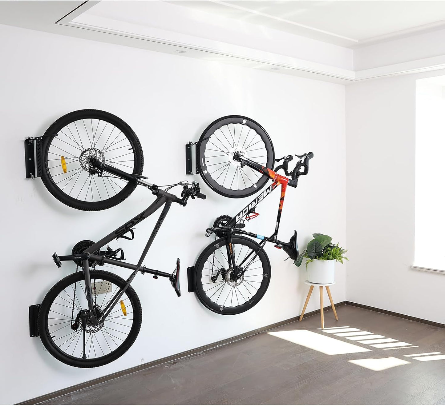 All Metal Bike Wall Mount Vertical, Swivel Bike Hangers For Garage, Bike Rack Garage Wall, Bicycle Hooks, Garden Indoor Outdoor Storage, All Metal (1Pack)