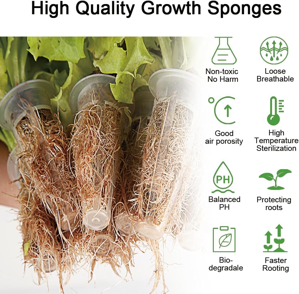 50 Piece Hydroponic Pods Kit: Grow Anything with 50 Grow Sponges, Easy to Use for Indoor for Hydroponic Indoor Garden System, 50 Grow Sponges, 1pc Tweezer