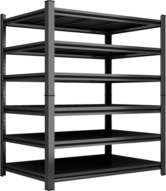 Garage Shelving Heavy Duty Garage Storage Shelves, 3600 LBS Adjustable 6 Tier Industrial Shelving Unit, Metal Utility Shelf for Basement, Warehouse and Workshop (82''Hx46''Wx18''D, Black)