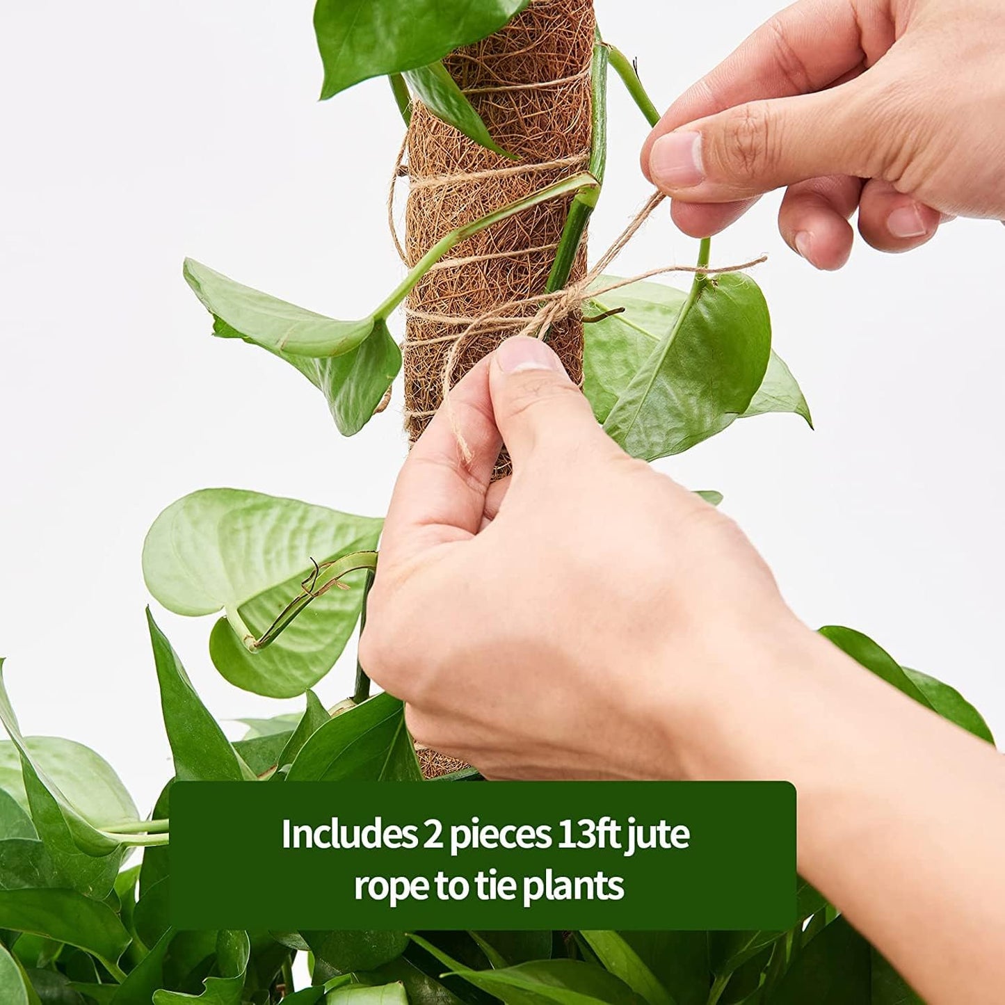 8 Pcs Moss Pole for Plants Monstera, Plant Support Stakes for Indoor Climbing Plants Grow Upwards, with 65ft Twist Ties, 13ft Jute Rope, 6.5ft Hook-and-Loop Strip